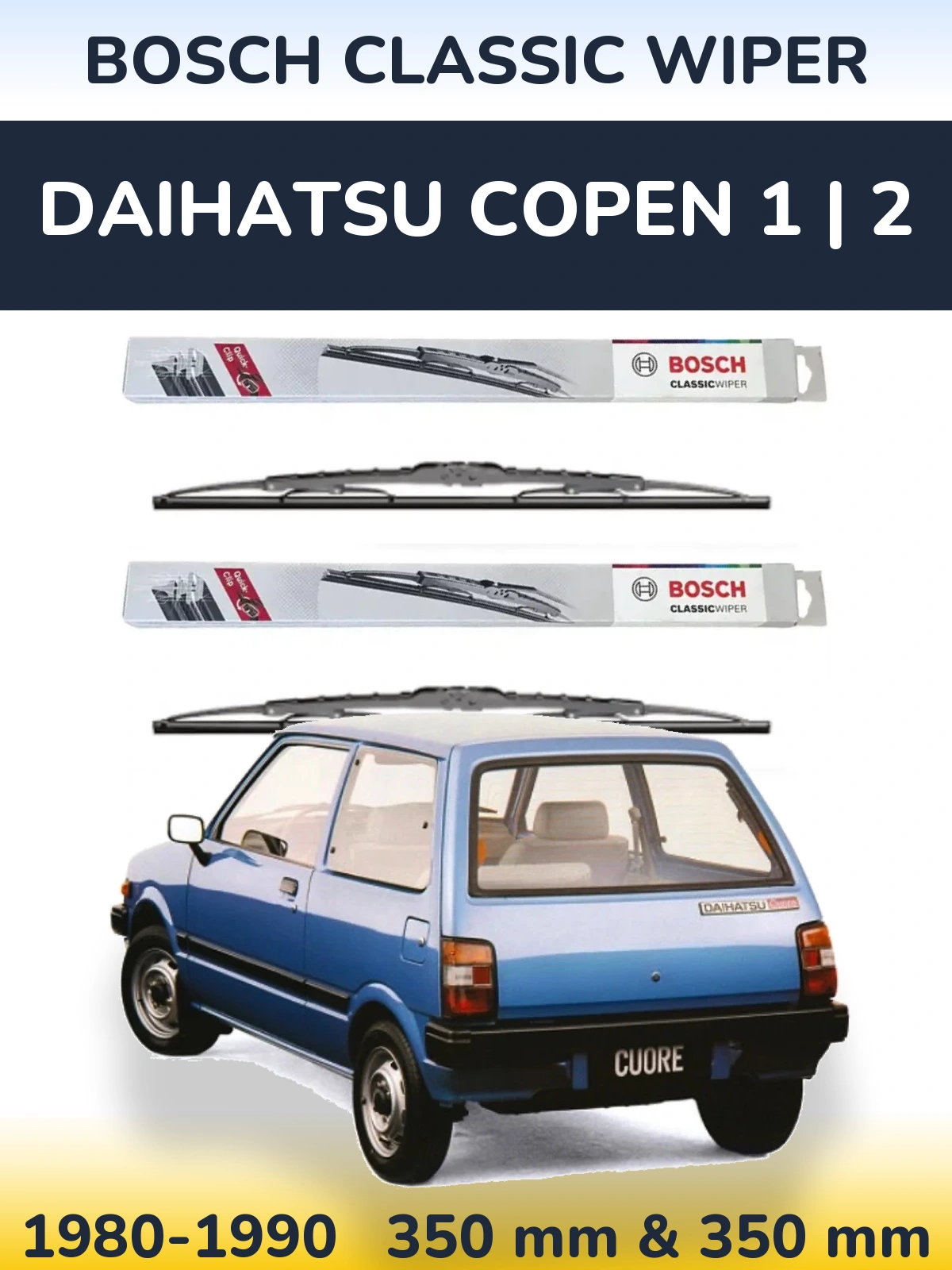 Комплект передніх щіток BOSCH Classic Wiper 340 & 340 мм для Daihatsu Copen 1 | 2 1980-1990