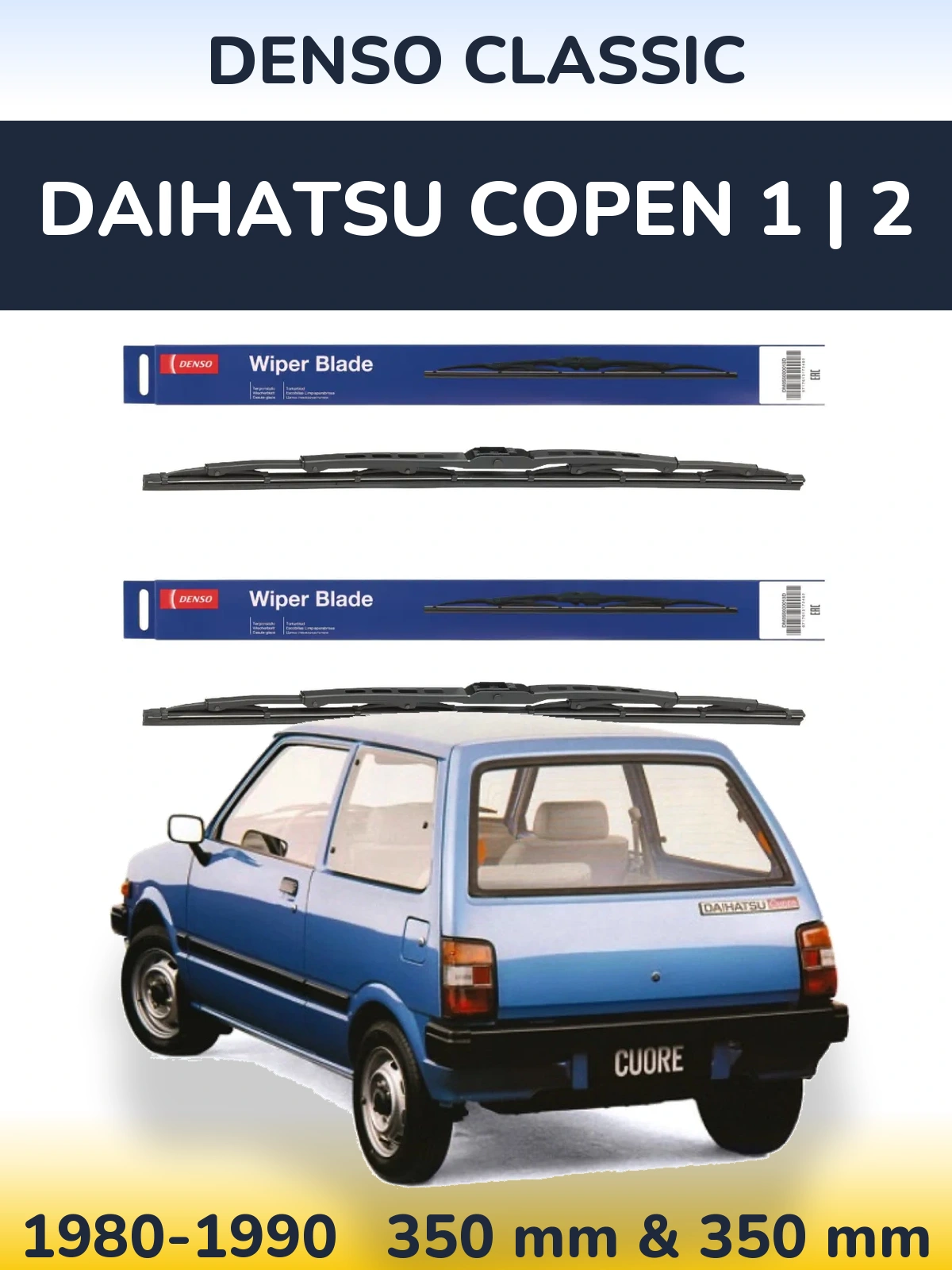 Комплект передніх щіток Denso Classic 350 & 350 мм для Daihatsu Copen 1 | 2 1980-1990