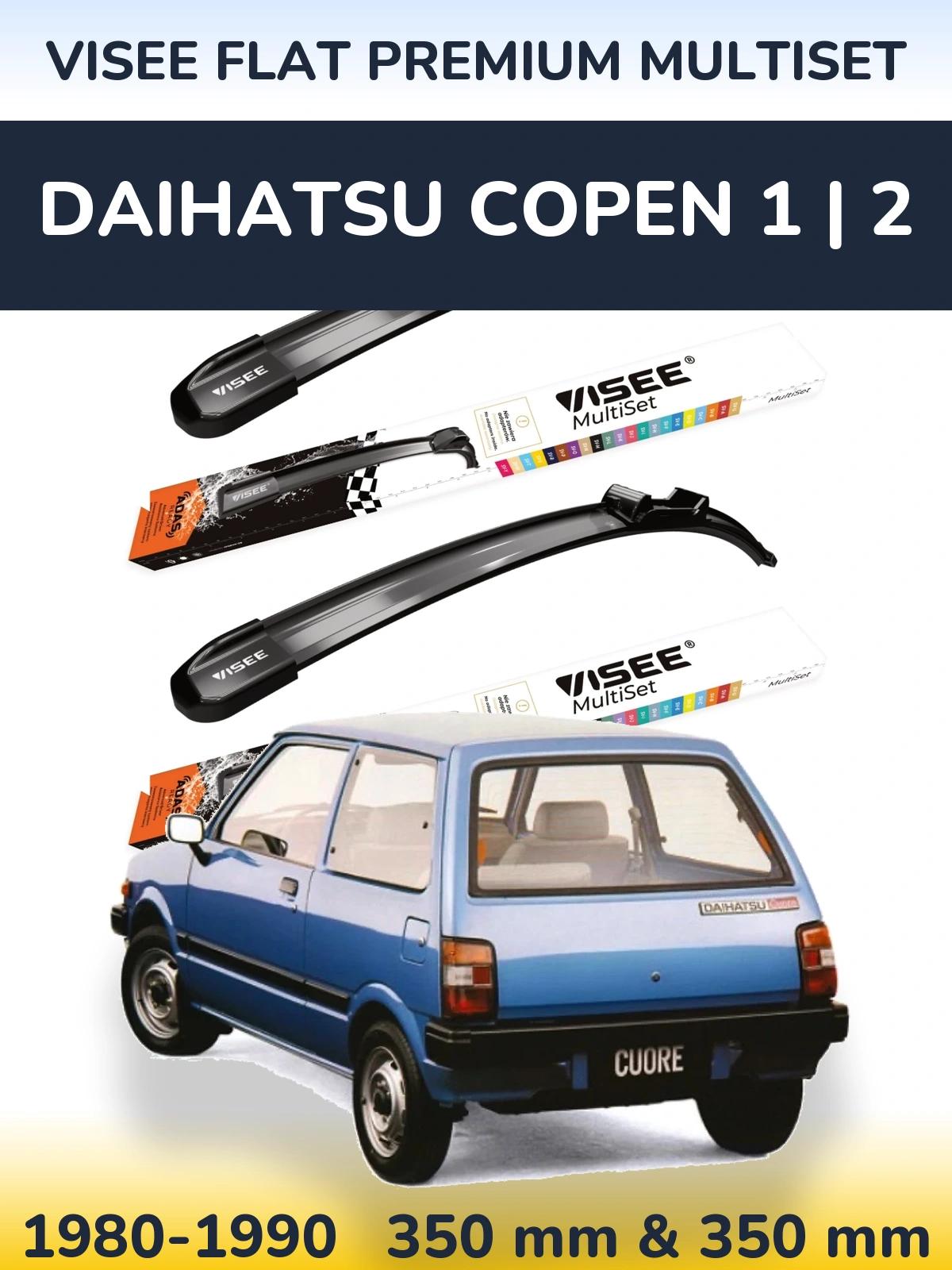Комплект передніх щіток VISEE FLAT PREMIUM MultiSet 350 & 350 мм для Daihatsu Copen 1 | 2 1980-1990