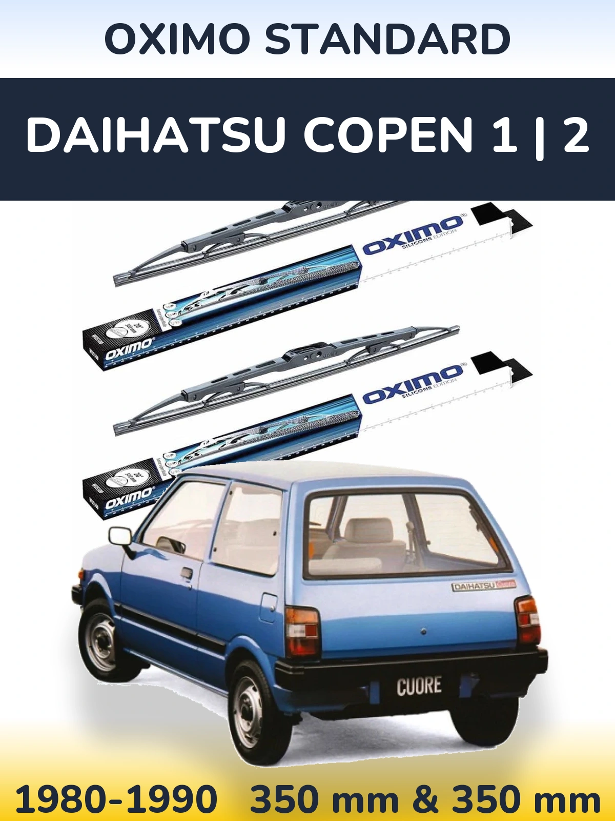 Front wiper blade set Oximo Standard 350 & 350 mm for Daihatsu Copen 1 | 2 1980-1990