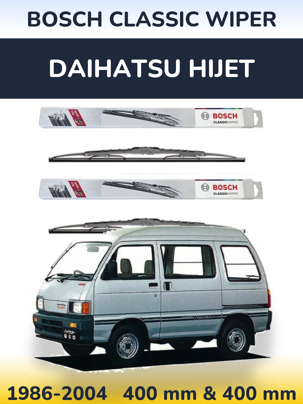 Front wiper blade set BOSCH Classic Wiper 400 & 400 mm for Daihatsu HiJet 1986-2004