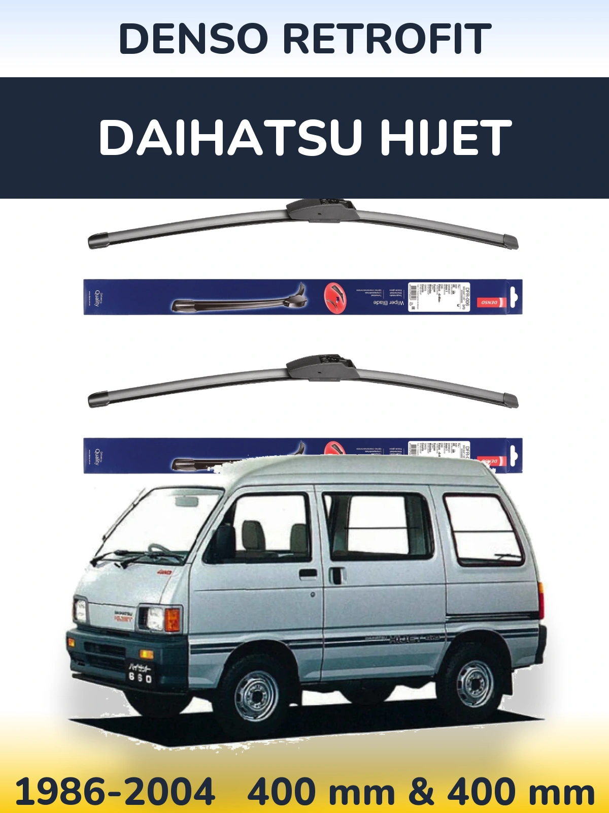 Front wiper blade set Denso Retrofit 400 & 400 mm for Daihatsu HiJet 1986-2004