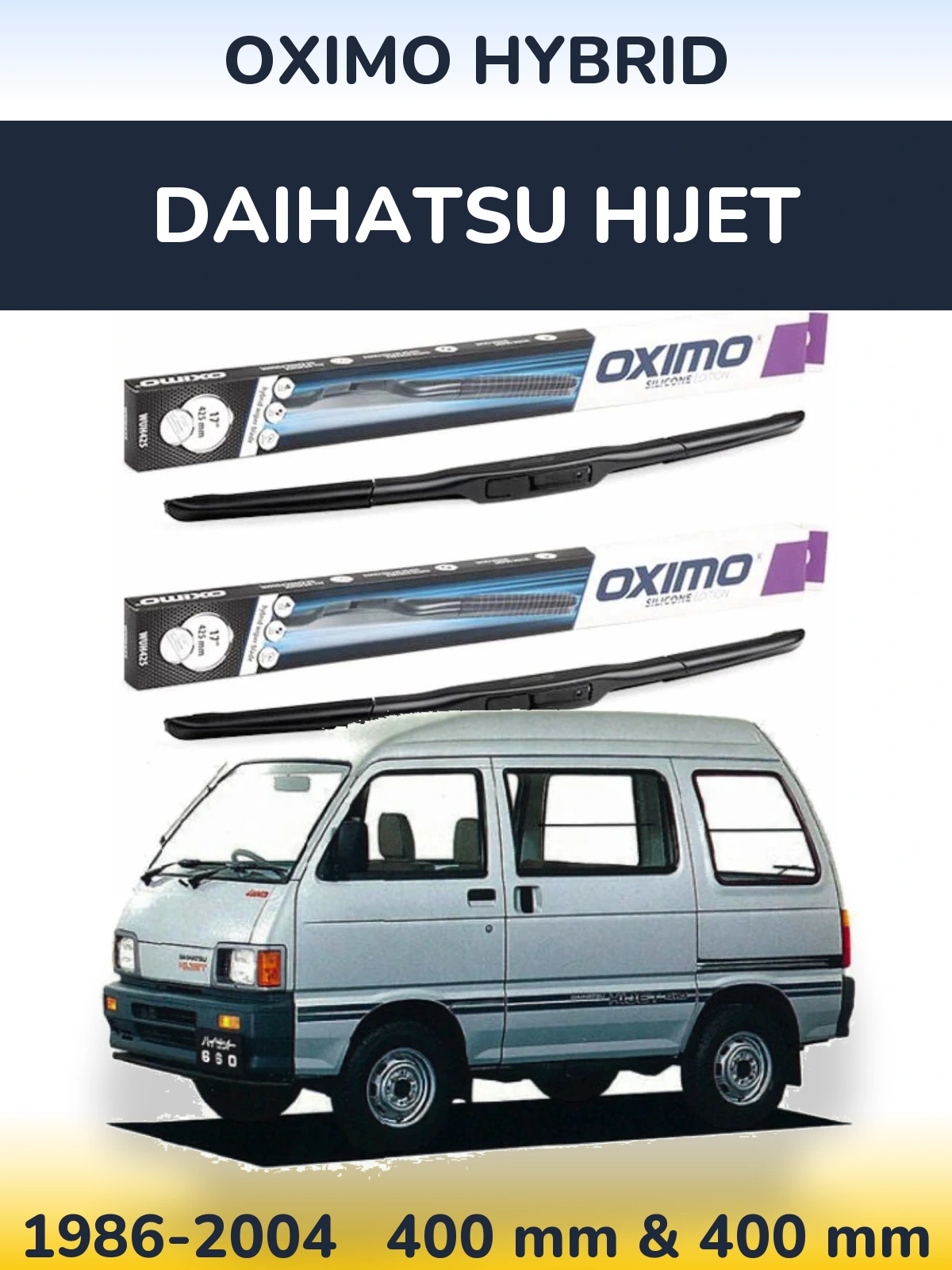 Front wiper blade set Oximo Hybrid 400 & 400 mm for Daihatsu HiJet 1986-2004