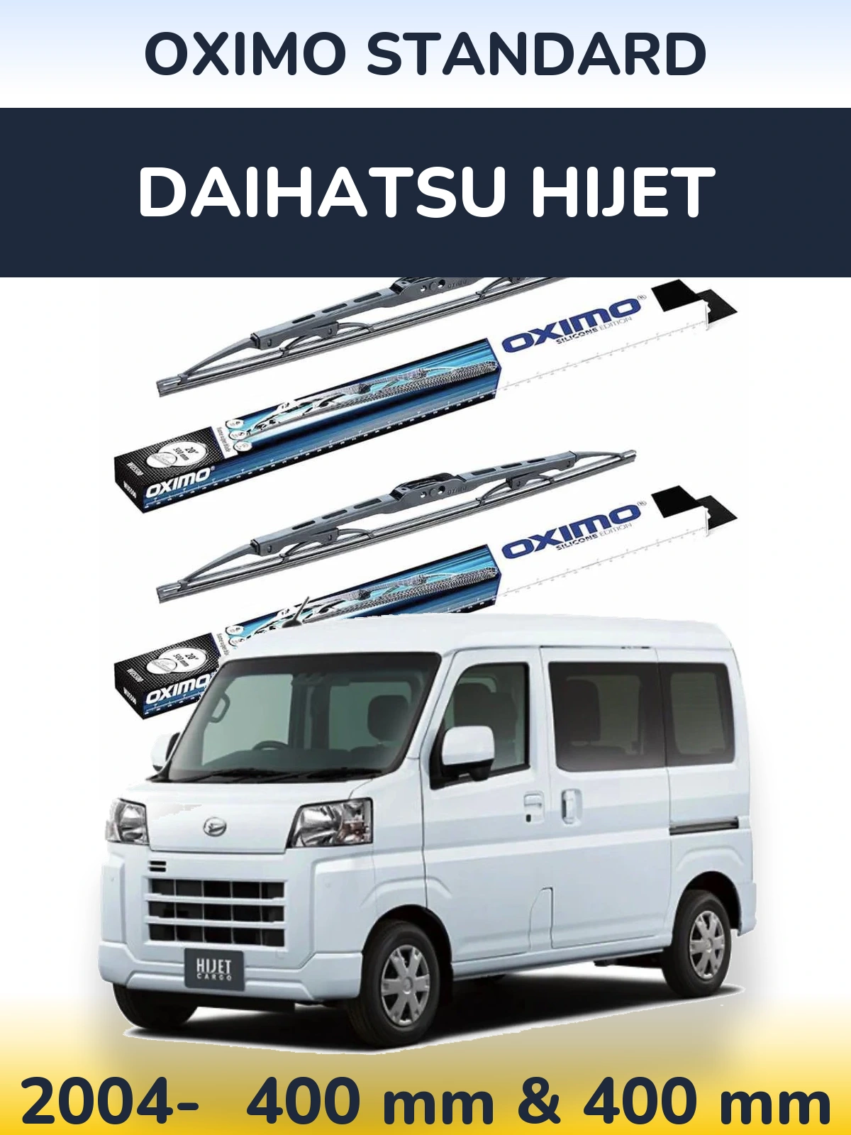 Front wiper blade set Oximo Standard 400 & 400 mm for Daihatsu HiJet 2004-2026