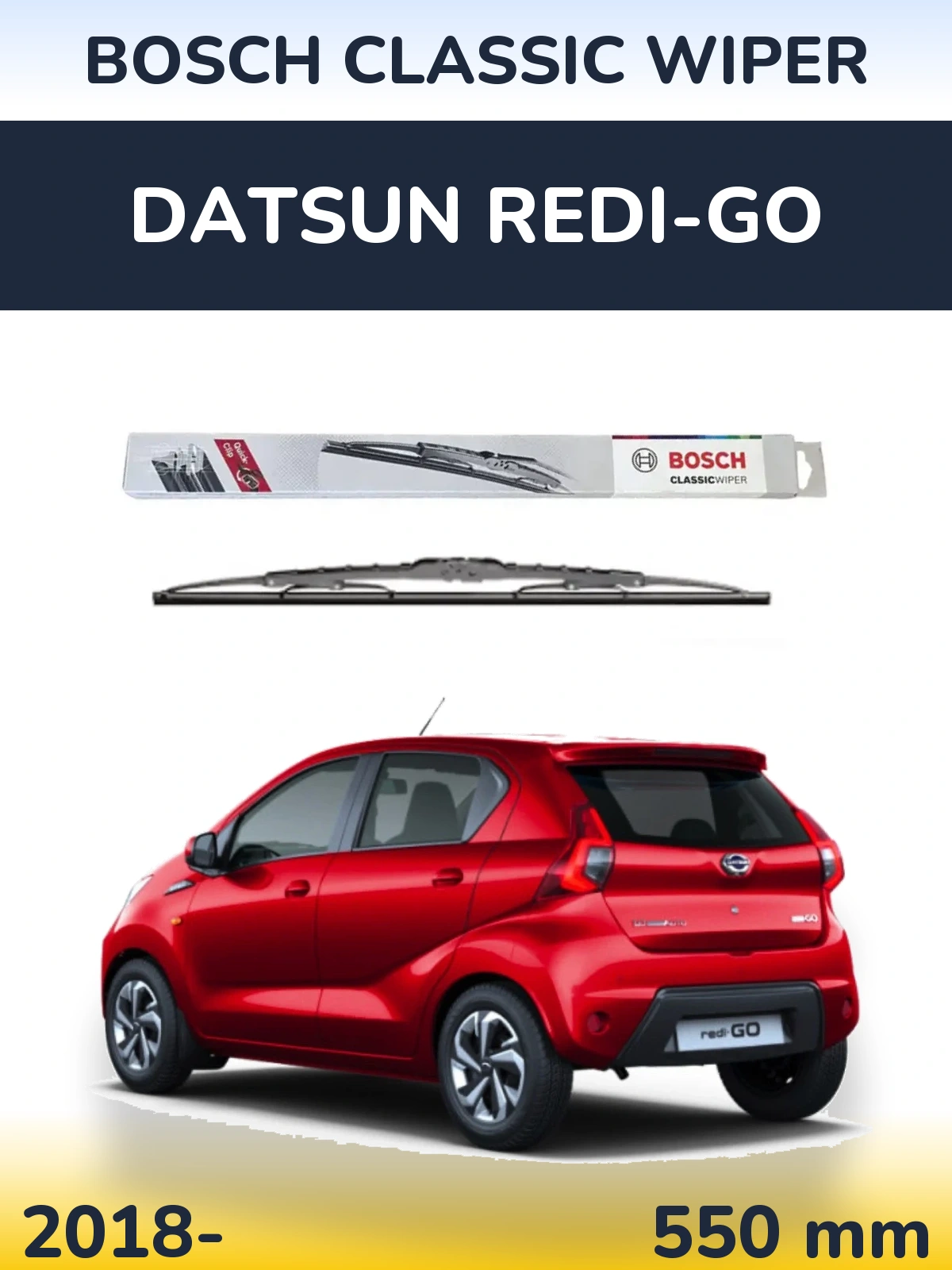 Передний дворник BOSCH Classic Wiper 550 мм для Datsun Redi-Go 2018-2026