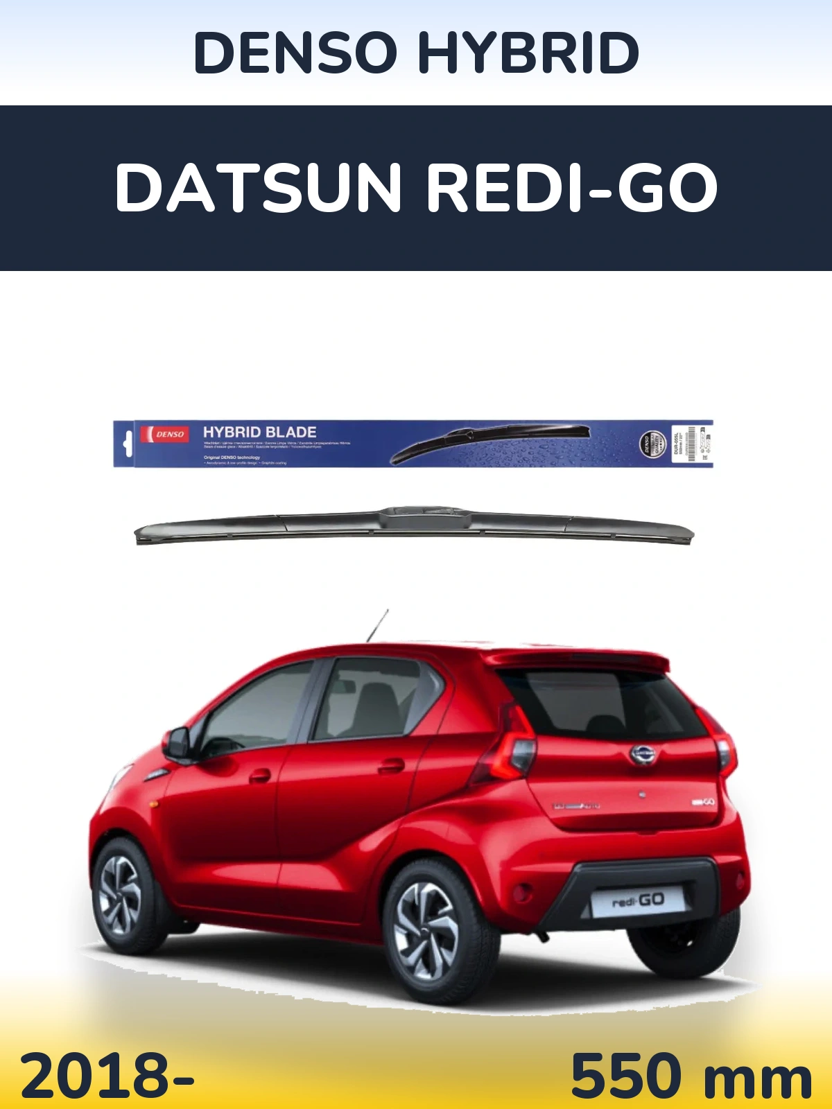 Передний дворник Denso Hybrid 550 мм для Datsun Redi-Go 2018-2026