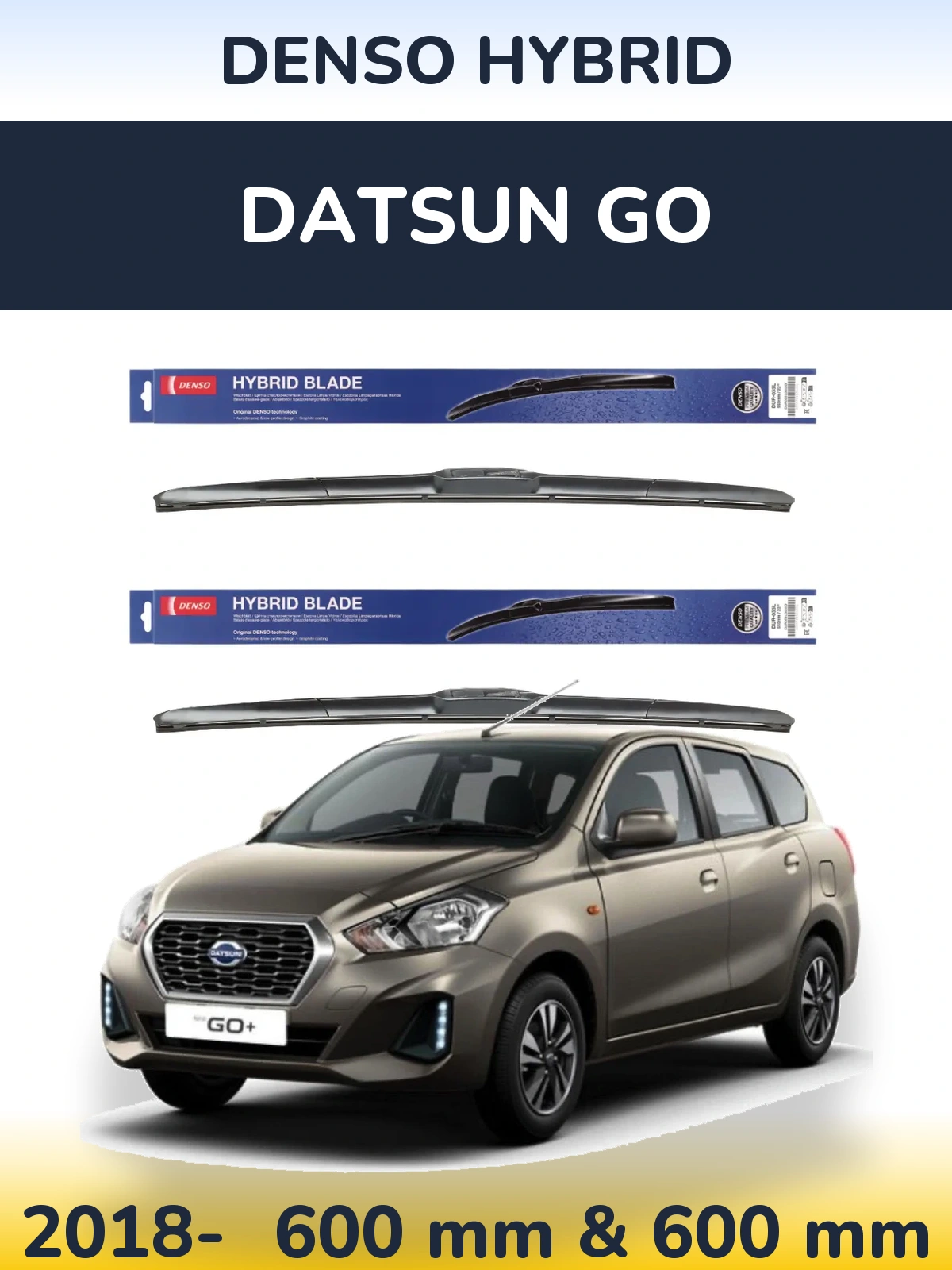 Комплект передних дворников Denso Hybrid 600 & 600 мм для Datsun Go 2018-2026