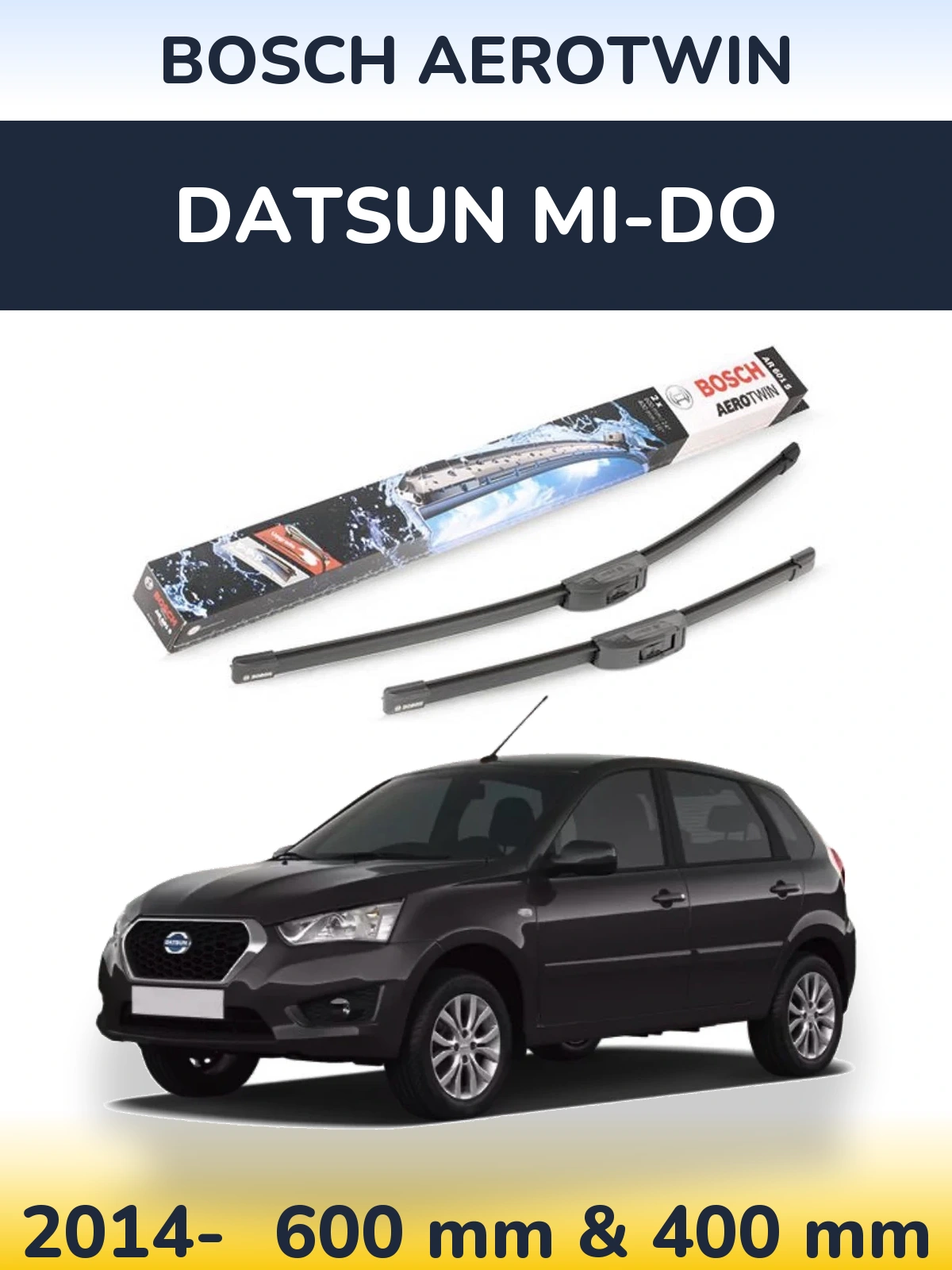 Комплект передніх щіток BOSCH AeroTwin 600 & 400 мм для Datsun mi-DO 2014-2026