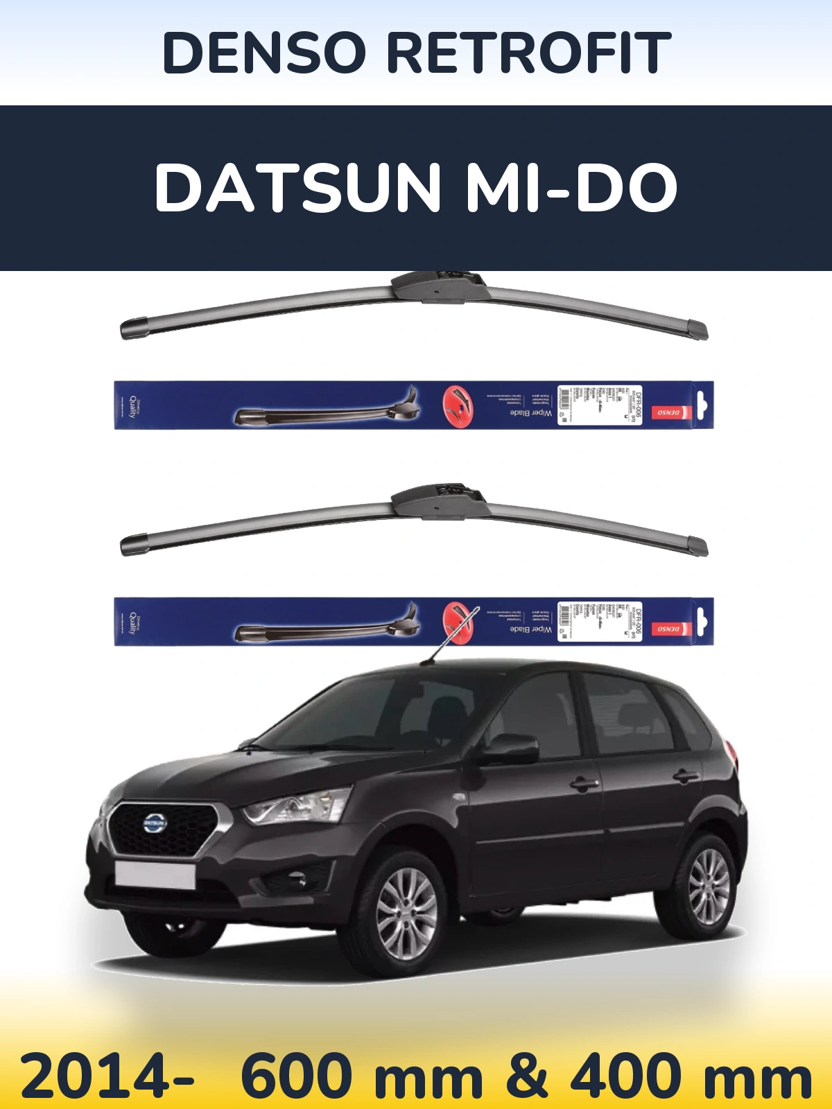 Комплект передних дворников Denso Retrofit 600 & 400 мм для Datsun mi-DO 2014-2026