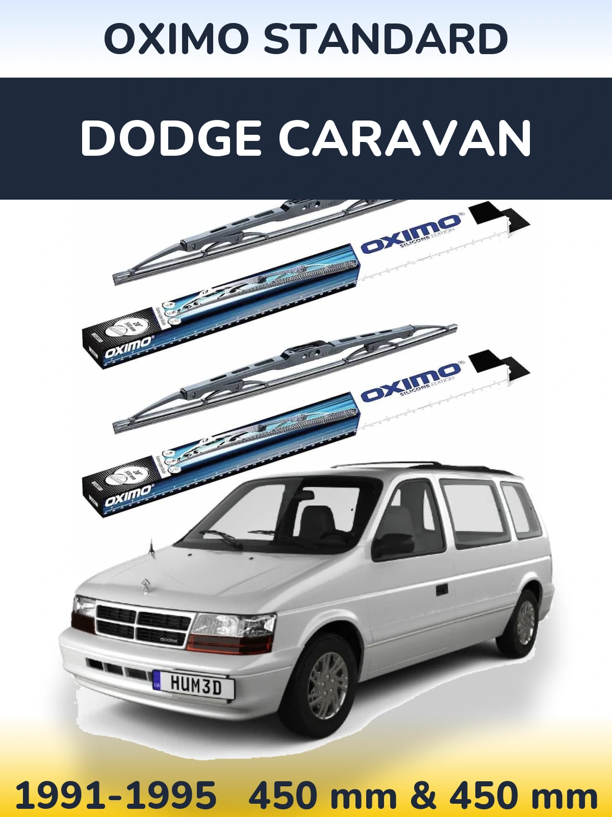 Комплект передних дворников Oximo Standard 450 & 450 мм для Dodge Caravan 1991-1995