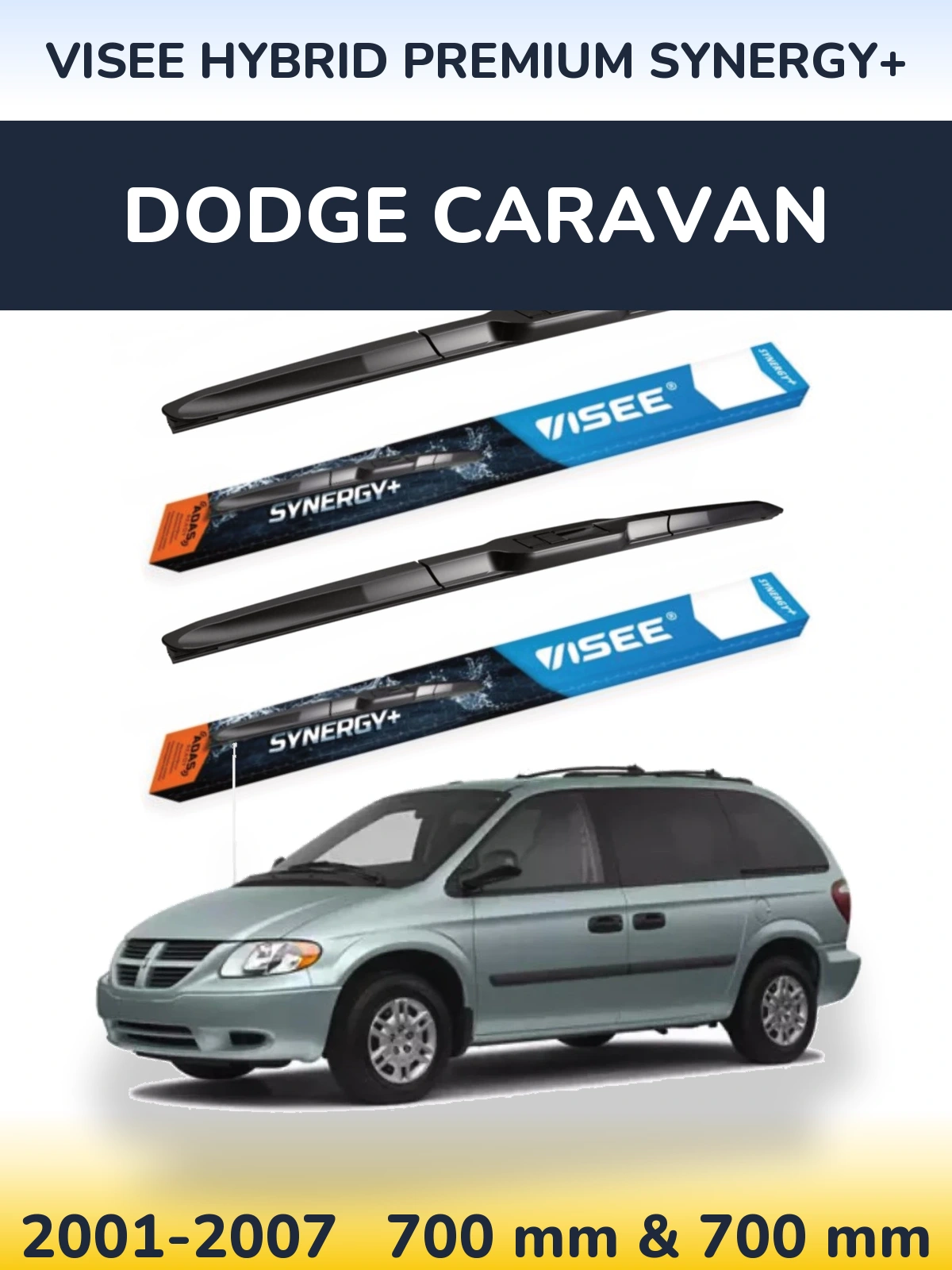 Комплект передних дворников VISEE HYBRID PREMIUM SYNERGY+ 700 & 700 мм для Dodge Caravan 2001-2007