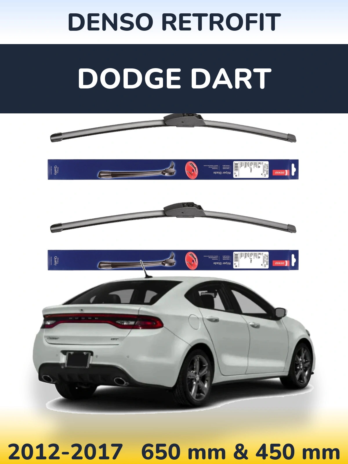 Комплект передних дворников Denso Retrofit 650 & 450 мм для Dodge Dart 2012-2017