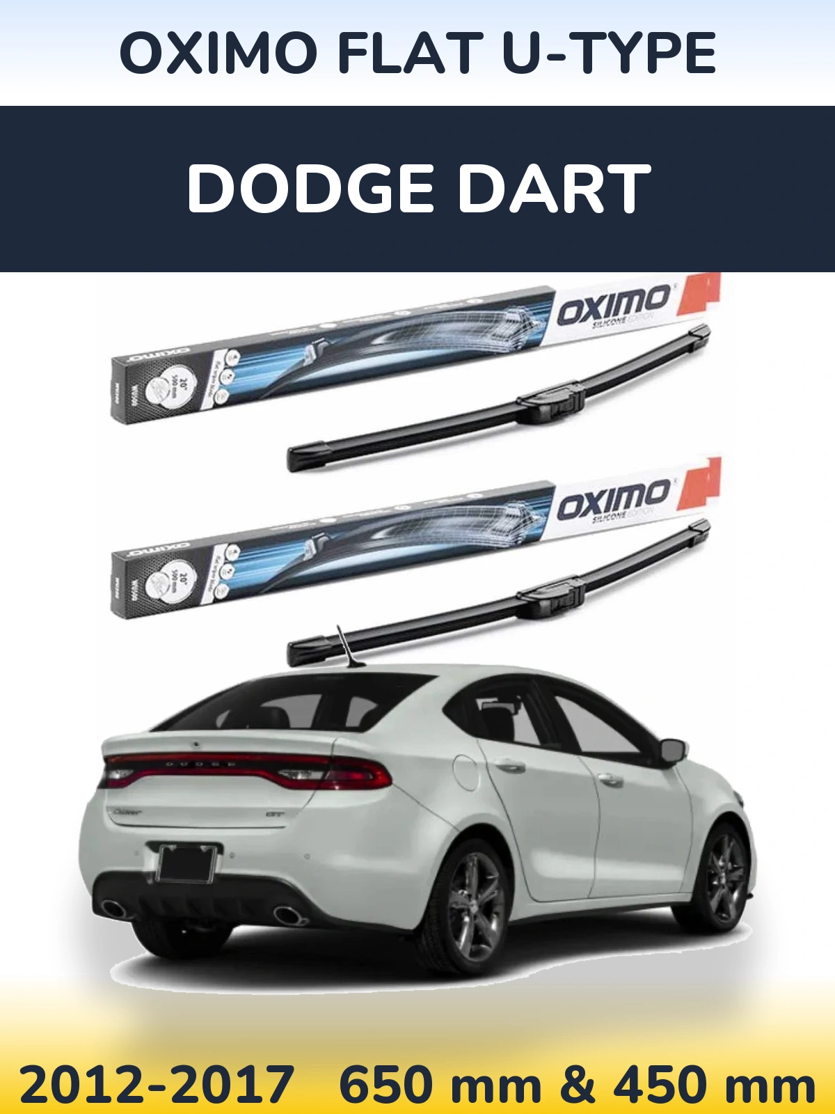 Комплект передних дворников Oximo Flat U-type 650 & 450 мм для Dodge Dart 2012-2017