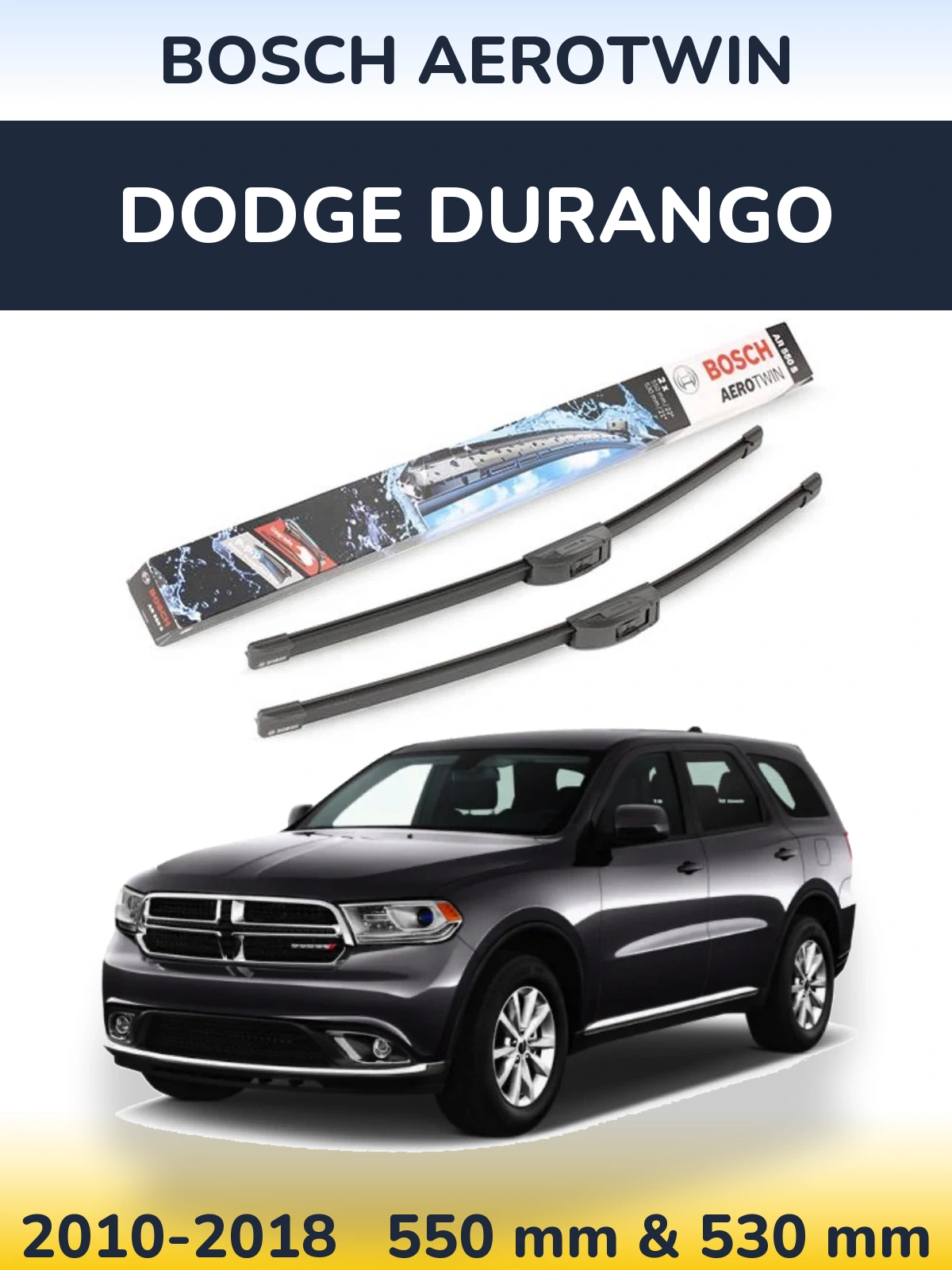 Комплект передних дворников BOSCH AeroTwin 550 & 530 мм для Dodge Durango 2010-2018