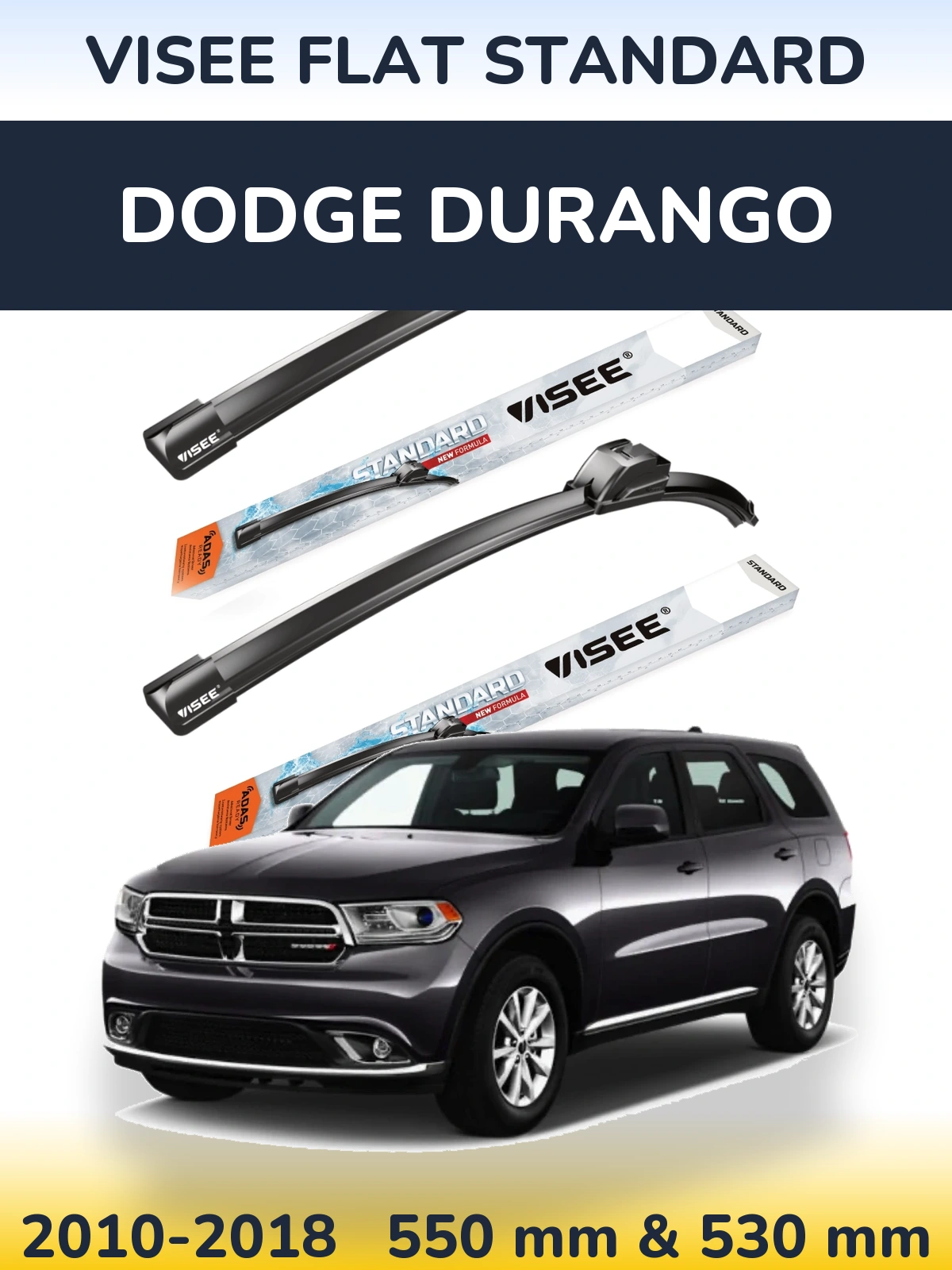 Комплект передних дворников VISEE FLAT STANDARD 550 & 530 мм для Dodge Durango 2010-2018