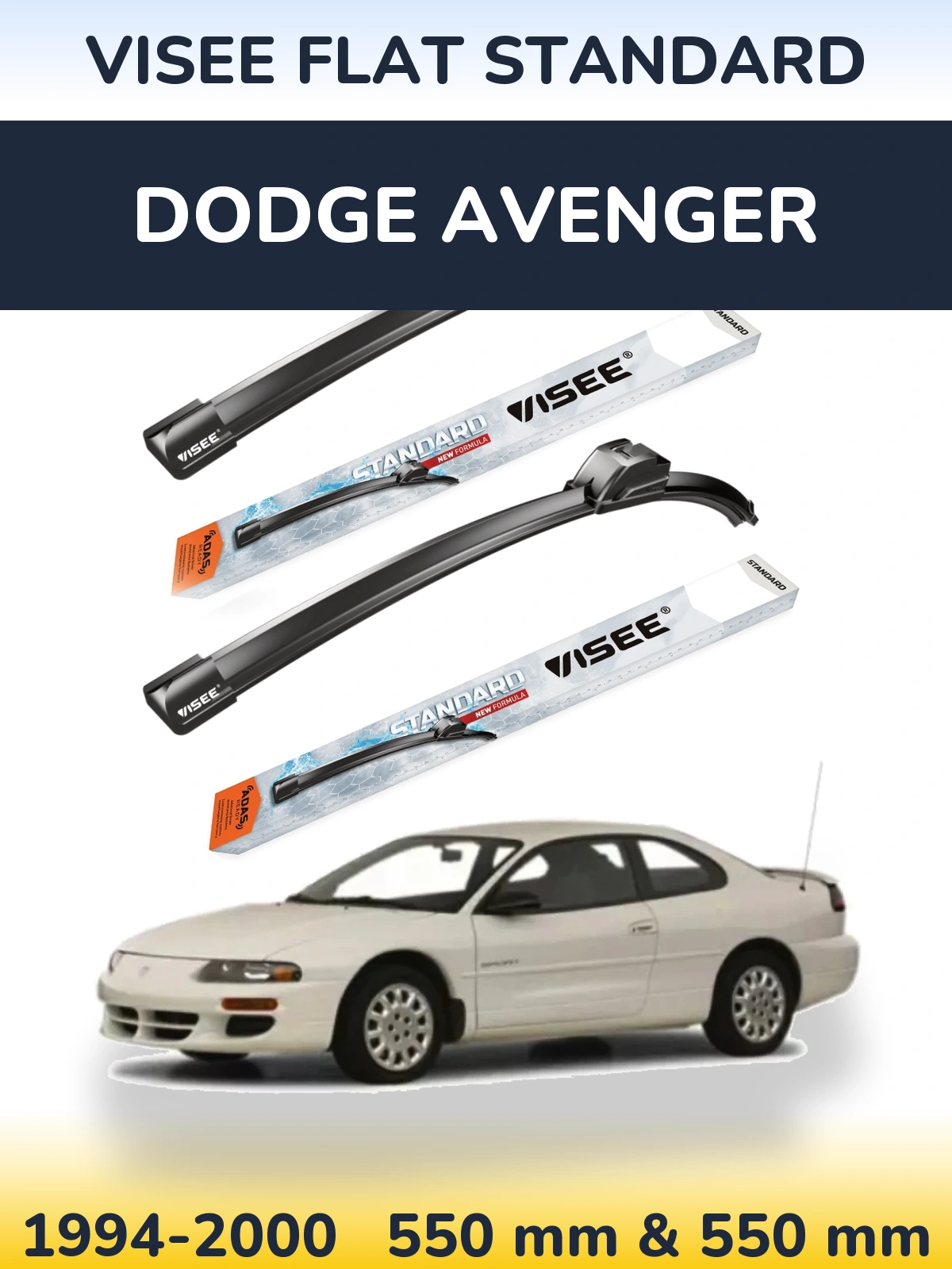Комплект передних дворников VISEE FLAT STANDARD 550 & 550 мм для Dodge Avenger 1994-2000