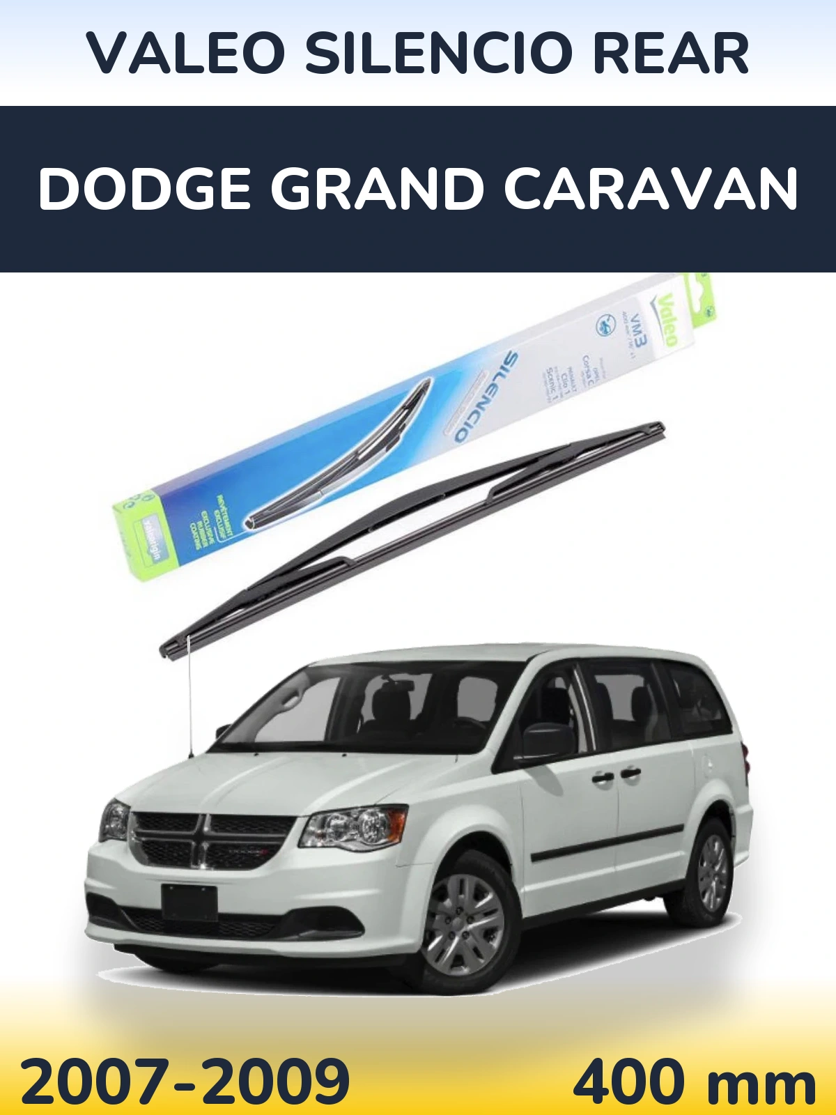 Rear wiper blade Valeo Silencio Rear 400 mm for Dodge Grand Caravan 2007-2009