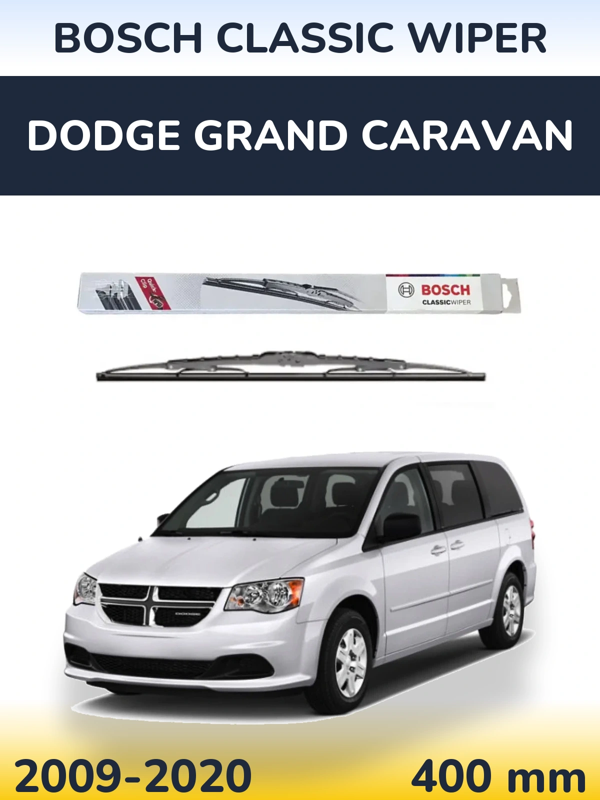 Rear wiper blade BOSCH Classic Wiper 400 mm for Dodge Grand Caravan 2009-2020