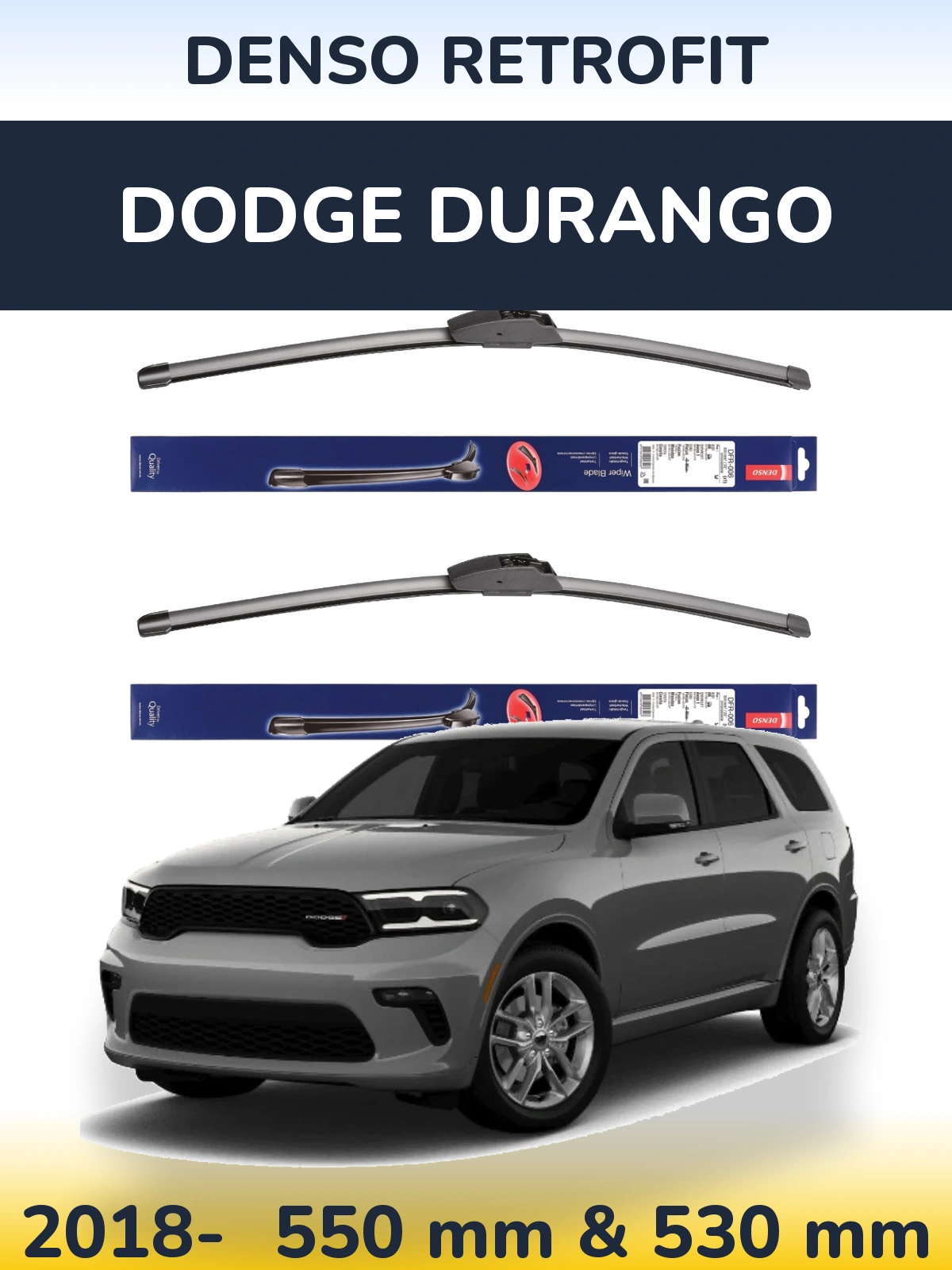 Комплект передних дворников Denso Retrofit 550 & 530 мм для Dodge Durango 2018-2026