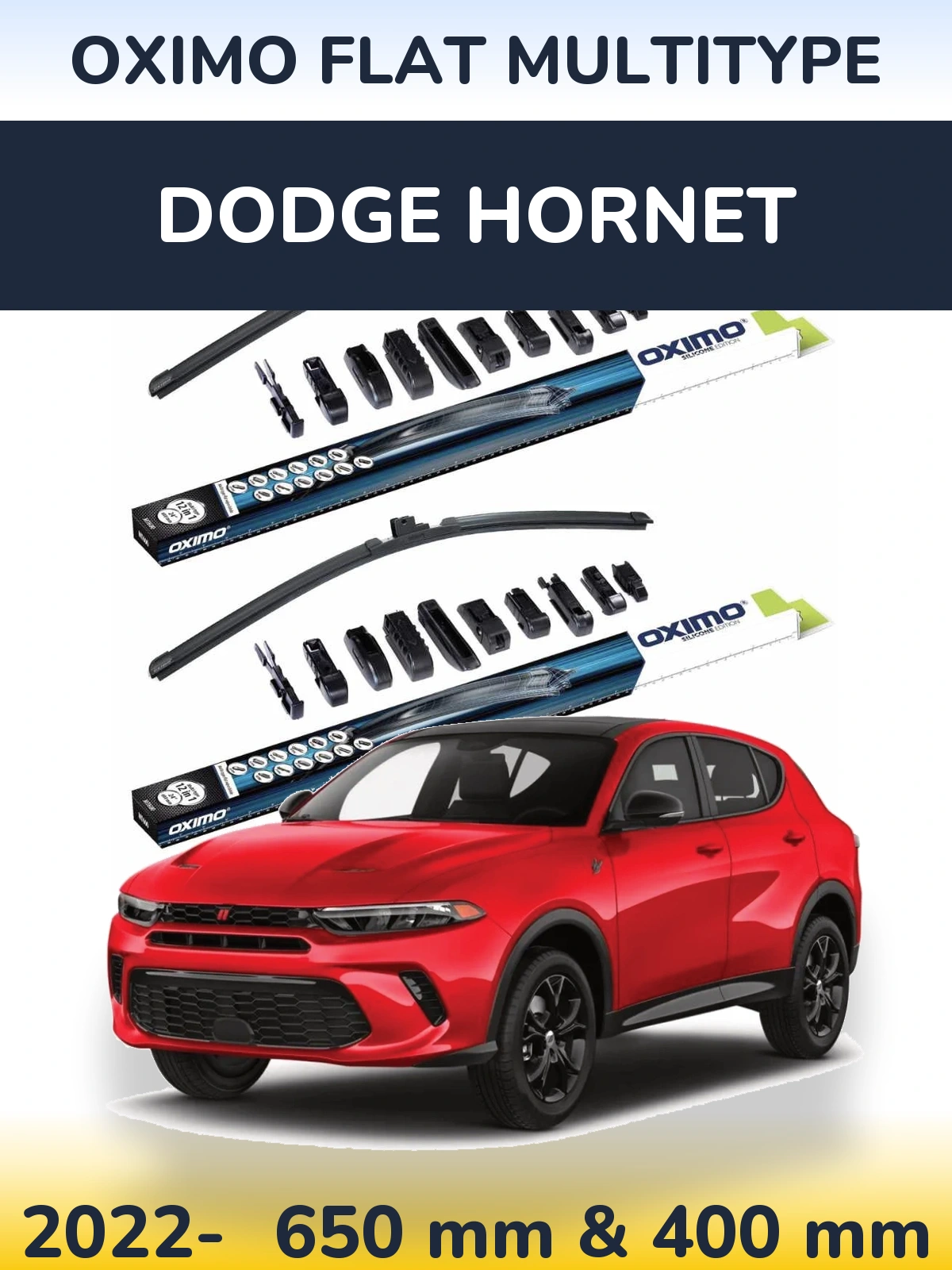 Комплект передних дворников Oximo Flat MultiТипe 650 & 400 мм для Dodge Hornet 2022-2026