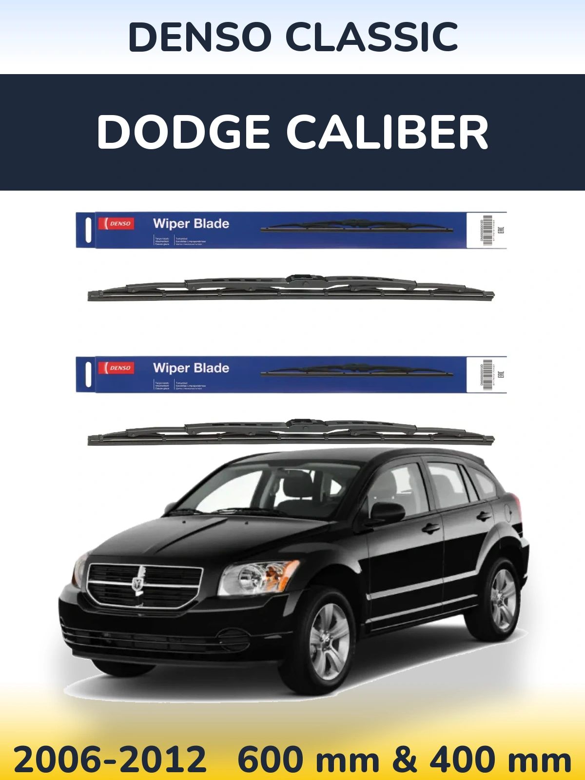 Front wiper blade set Denso Classic 600 & 400 mm for Dodge Caliber 2006-2012