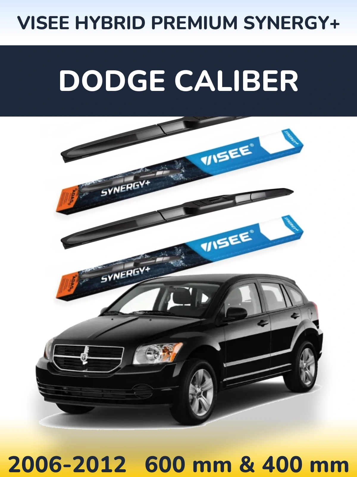 Front wiper blade set VISEE HYBRID PREMIUM SYNERGY+ 600 & 400 mm for Dodge Caliber 2006-2012