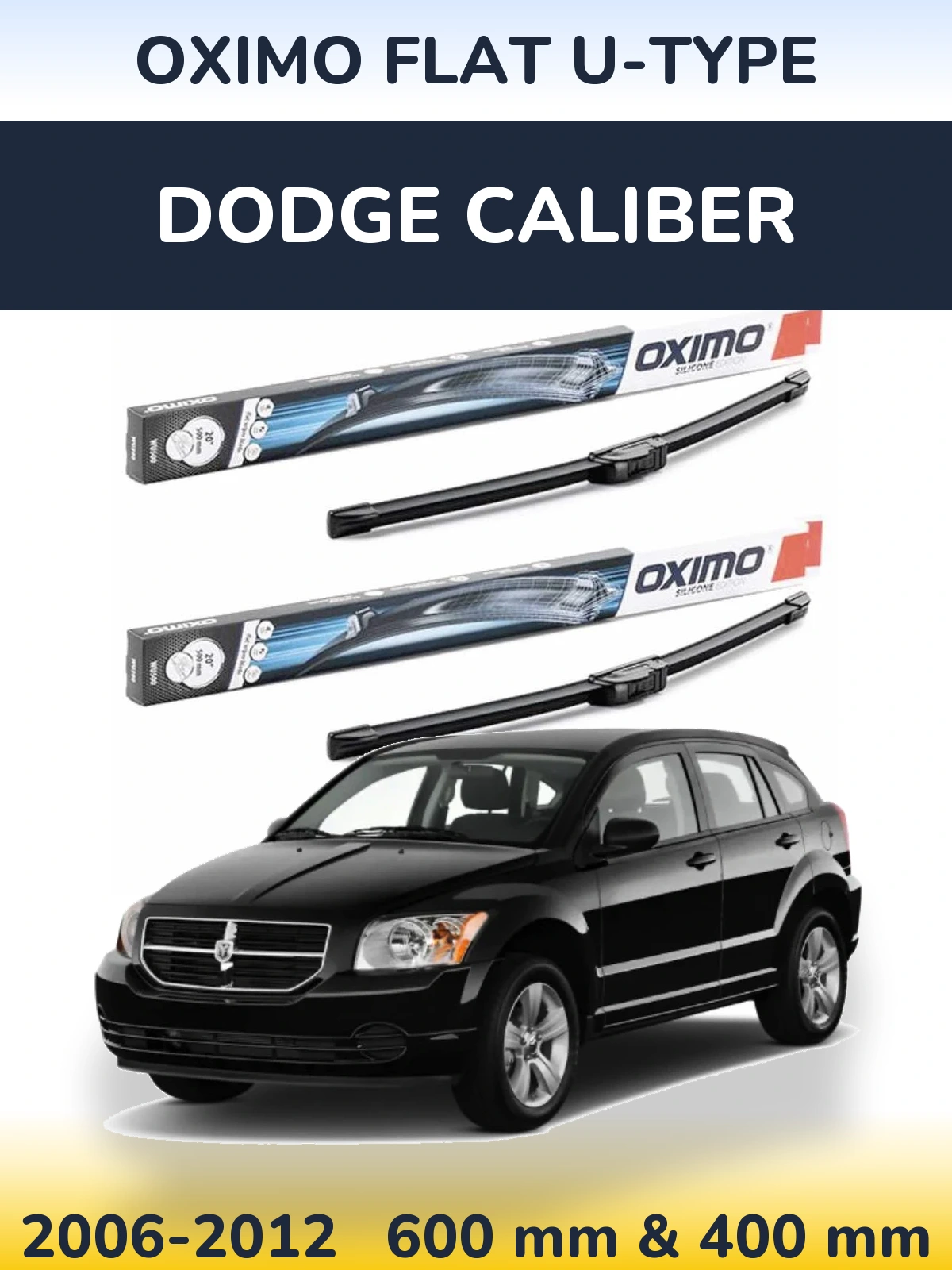 Front wiper blade set Oximo Flat U-type 600 & 400 mm for Dodge Caliber 2006-2012