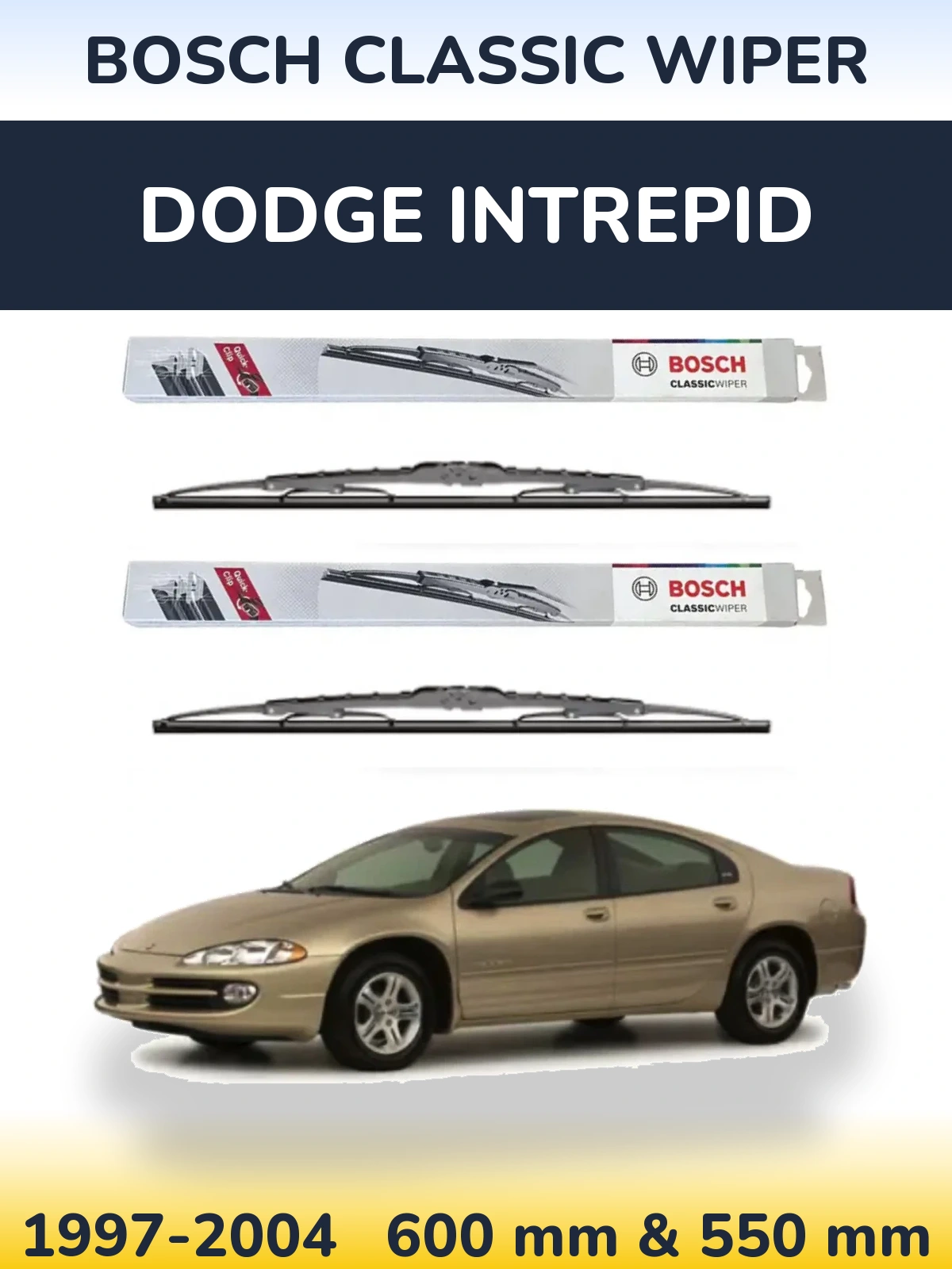 Комплект передніх щіток BOSCH Classic Wiper 600 & 550 мм для Dodge Intrepid 1997-2004