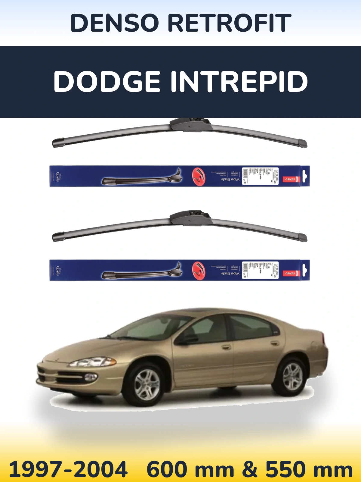Front wiper blade set Denso Retrofit 600 & 550 mm for Dodge Intrepid 1997-2004