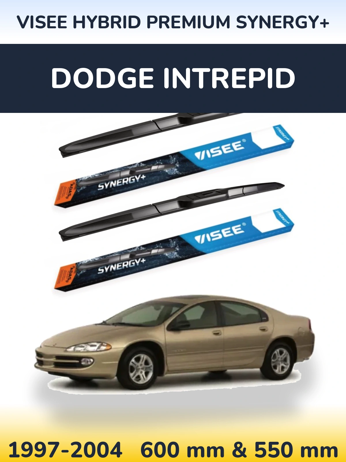 Front wiper blade set VISEE HYBRID PREMIUM SYNERGY+ 600 & 550 mm for Dodge Intrepid 1997-2004