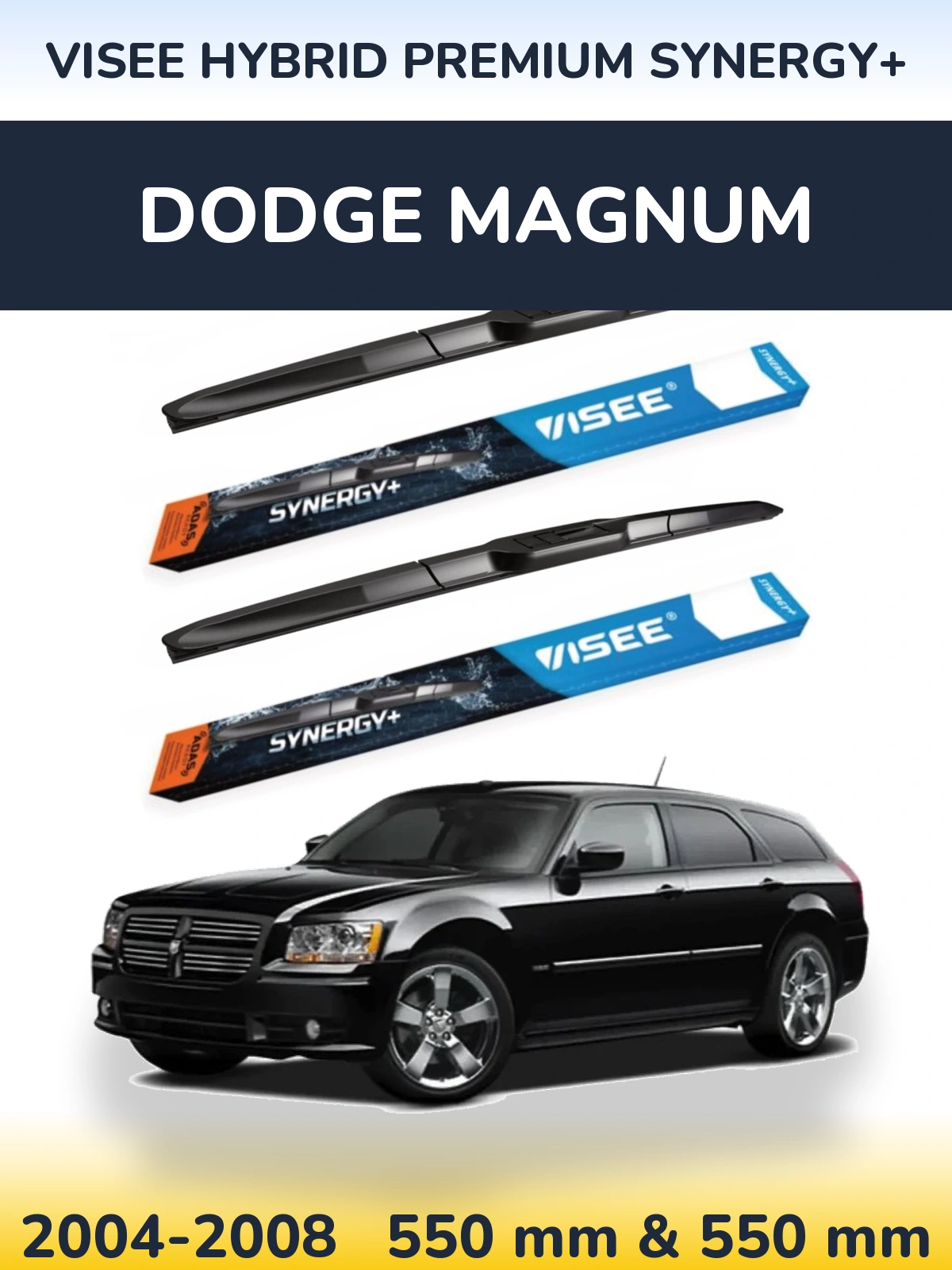 Front wiper blade set VISEE HYBRID PREMIUM SYNERGY+ 550 & 550 mm for Dodge Magnum 2004-2008
