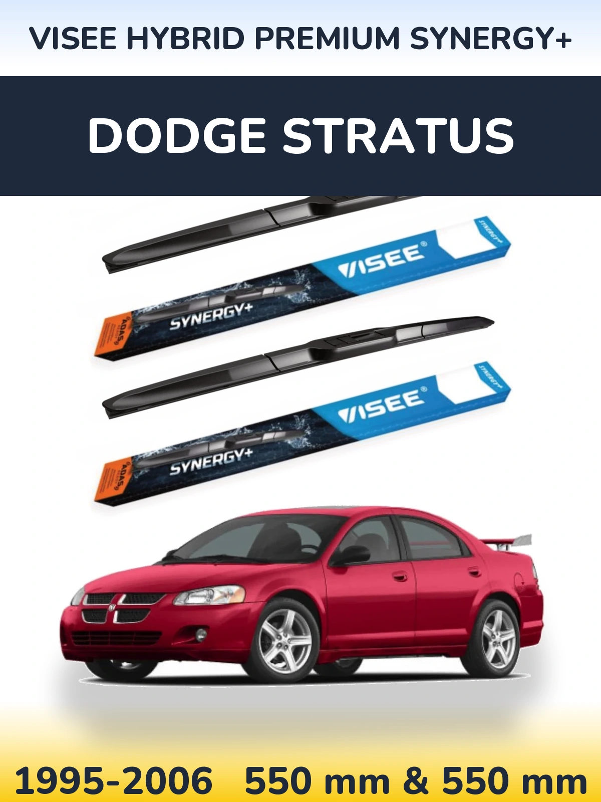 Front wiper blade set VISEE HYBRID PREMIUM SYNERGY+ 550 & 550 mm for Dodge Stratus 1995-2006