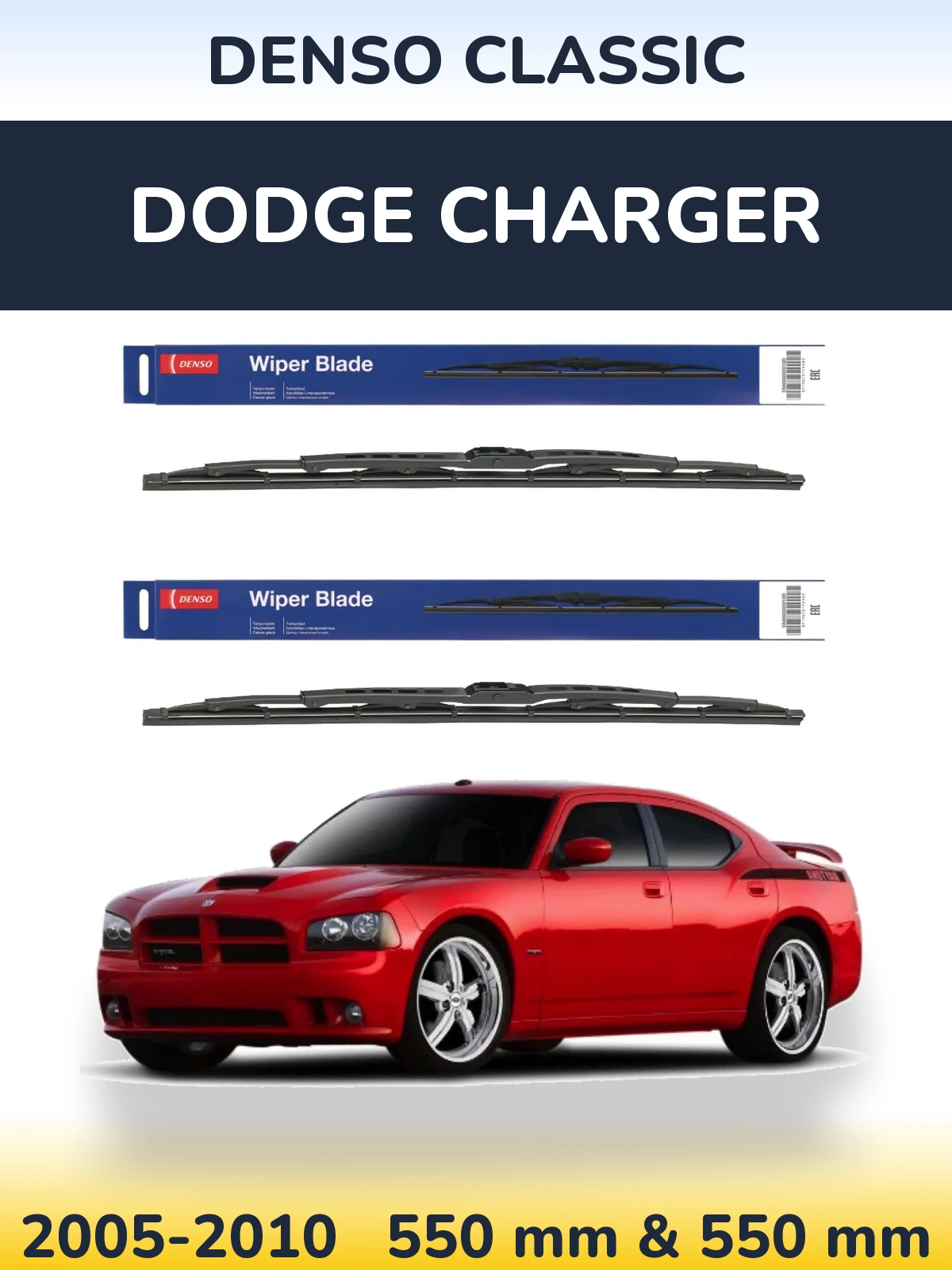 Front wiper blade set Denso Classic 550 & 550 mm for Dodge Charger 2005-2010