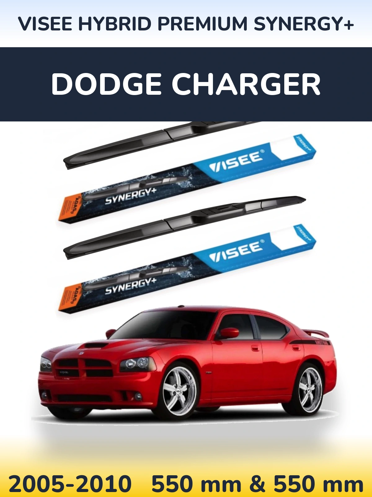 Front wiper blade set VISEE HYBRID PREMIUM SYNERGY+ 550 & 550 mm for Dodge Charger 2005-2010