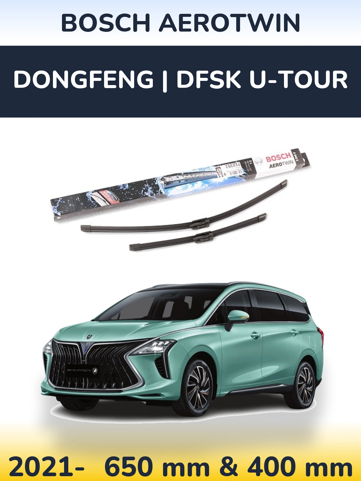 Комплект передніх щіток BOSCH AeroTwin 650 & 400 мм для DongFeng | DFSK U-Tour 2021-2026