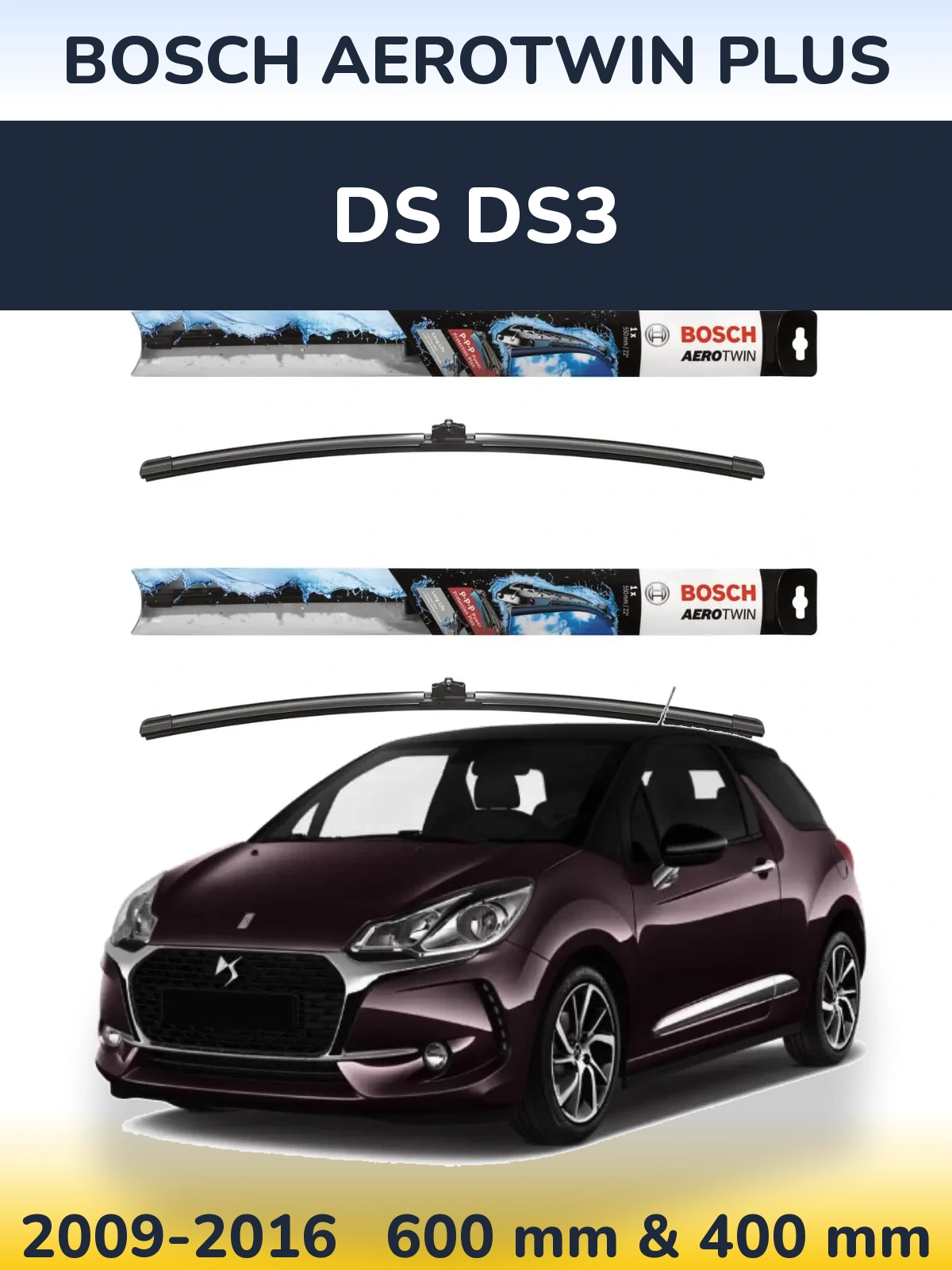 Комплект передніх щіток BOSCH AeroTwin Plus 600 & 400 мм для DS DS3 2009-2016