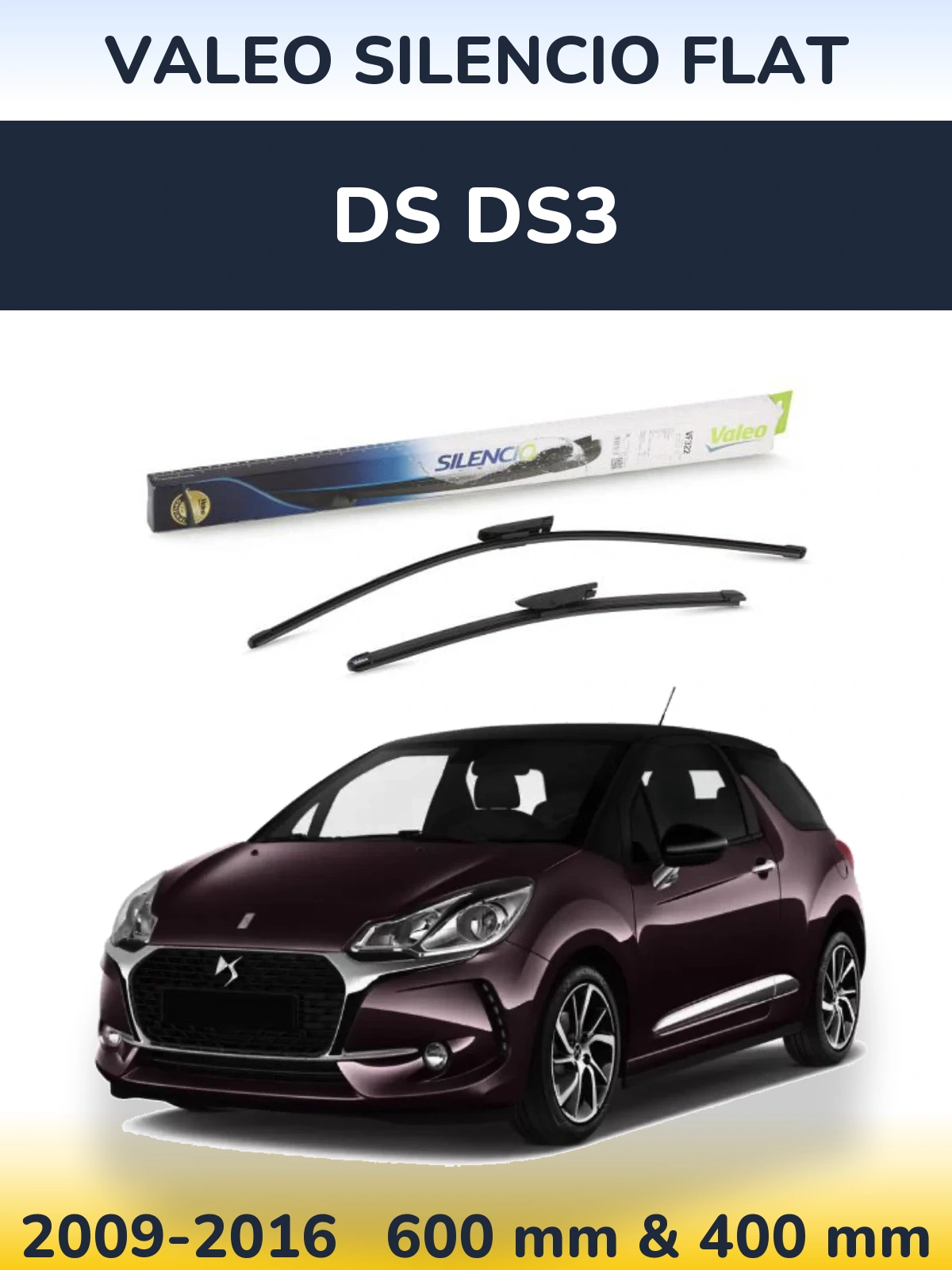 Комплект передніх щіток Valeo Silencio Flat 600 & 400 мм для DS DS3 2009-2016