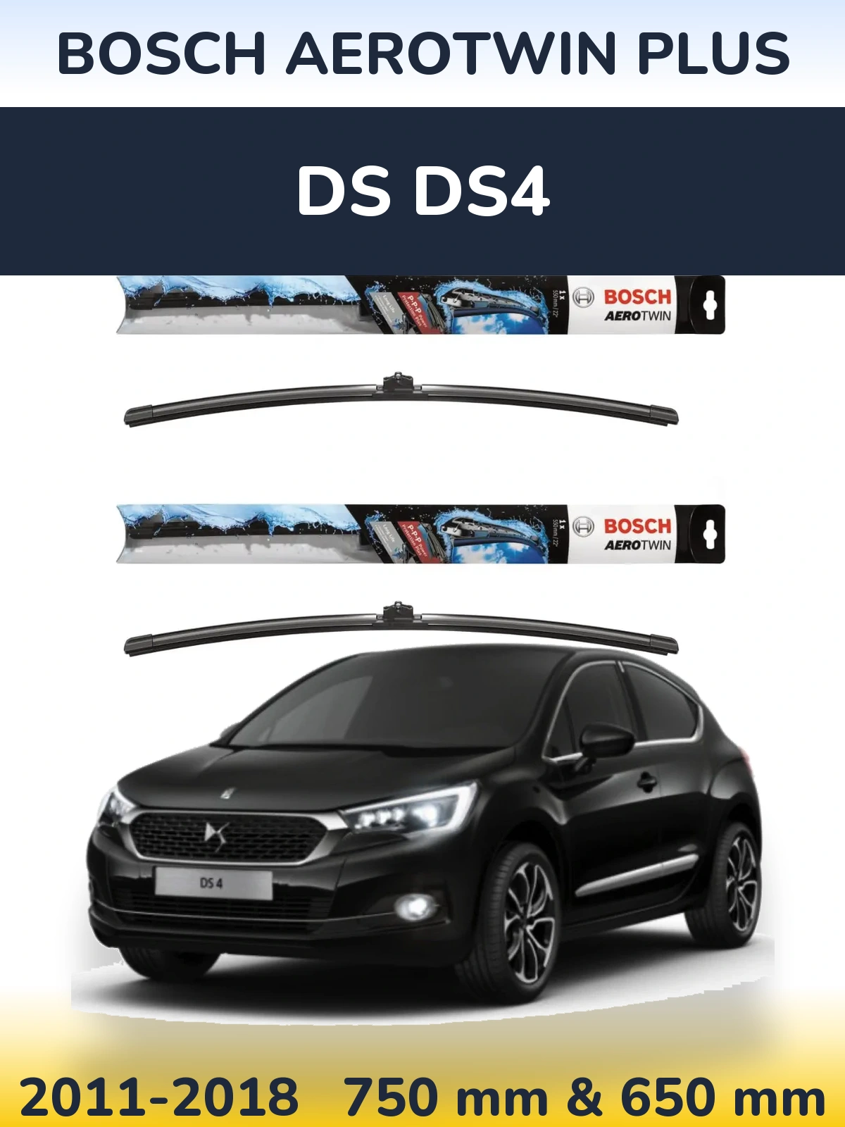 Комплект передніх щіток BOSCH AeroTwin Plus 750 & 650 мм для DS DS4 2011-2018