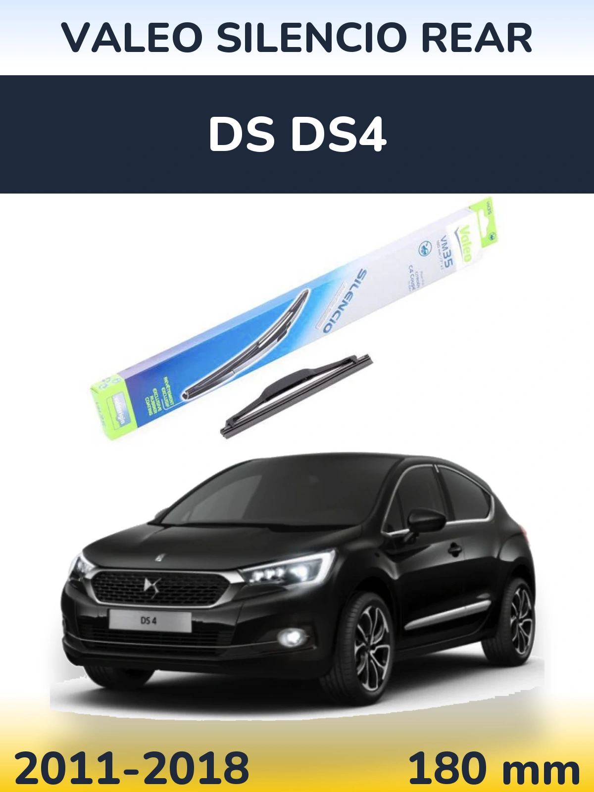 Rear wiper blade Valeo Silencio Rear 180 mm for DS DS4 2011-2018