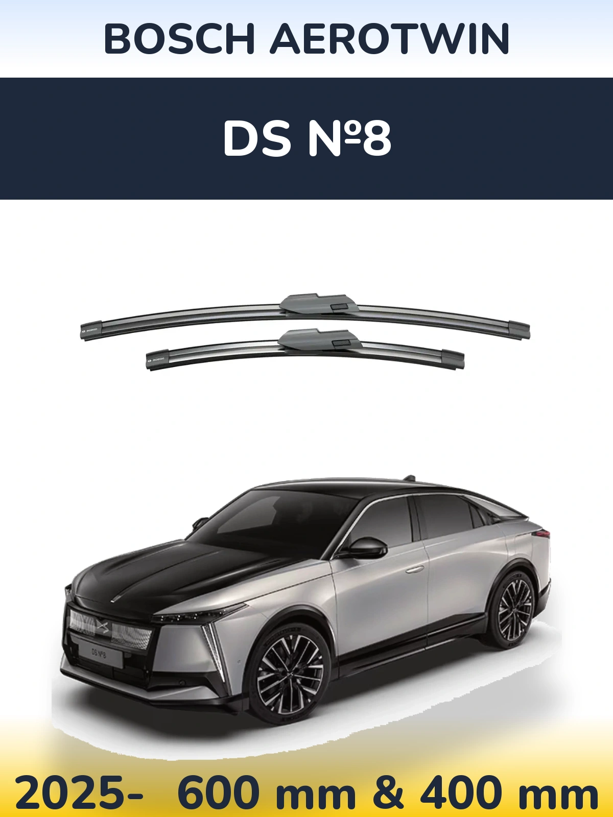 Комплект передних дворников BOSCH AeroTwin 600 & 400 мм для DS №8 2025-2026