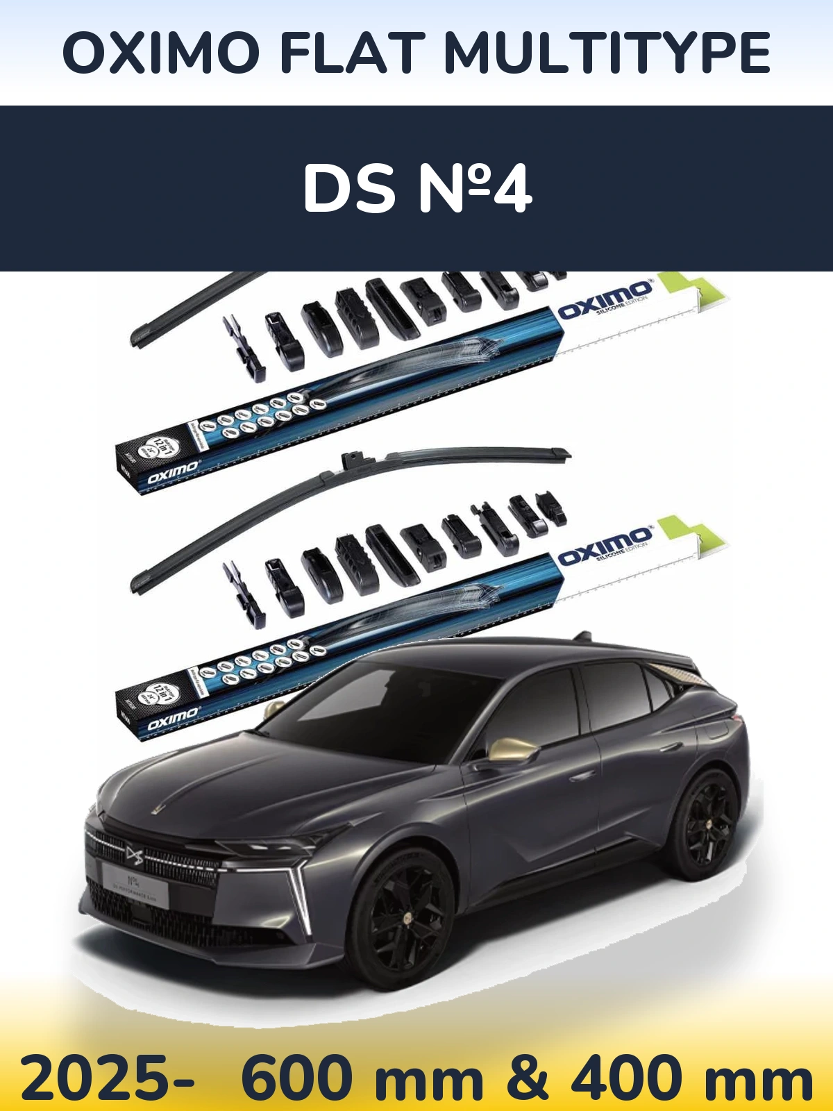 Front wiper blade set Oximo Flat MultiTypee 600 & 400 mm for DS №4 2025-2026