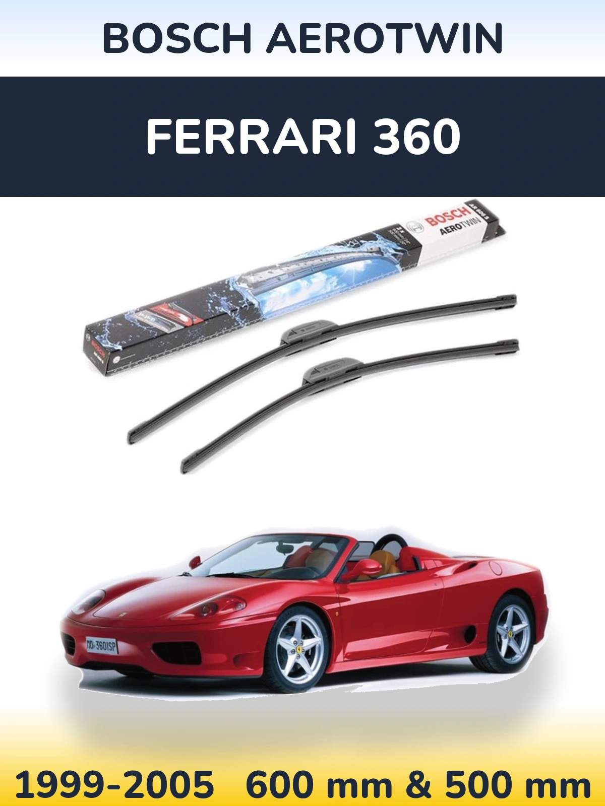 Комплект передніх щіток BOSCH AeroTwin 600 & 500 мм для Ferrari 360 1999-2005
