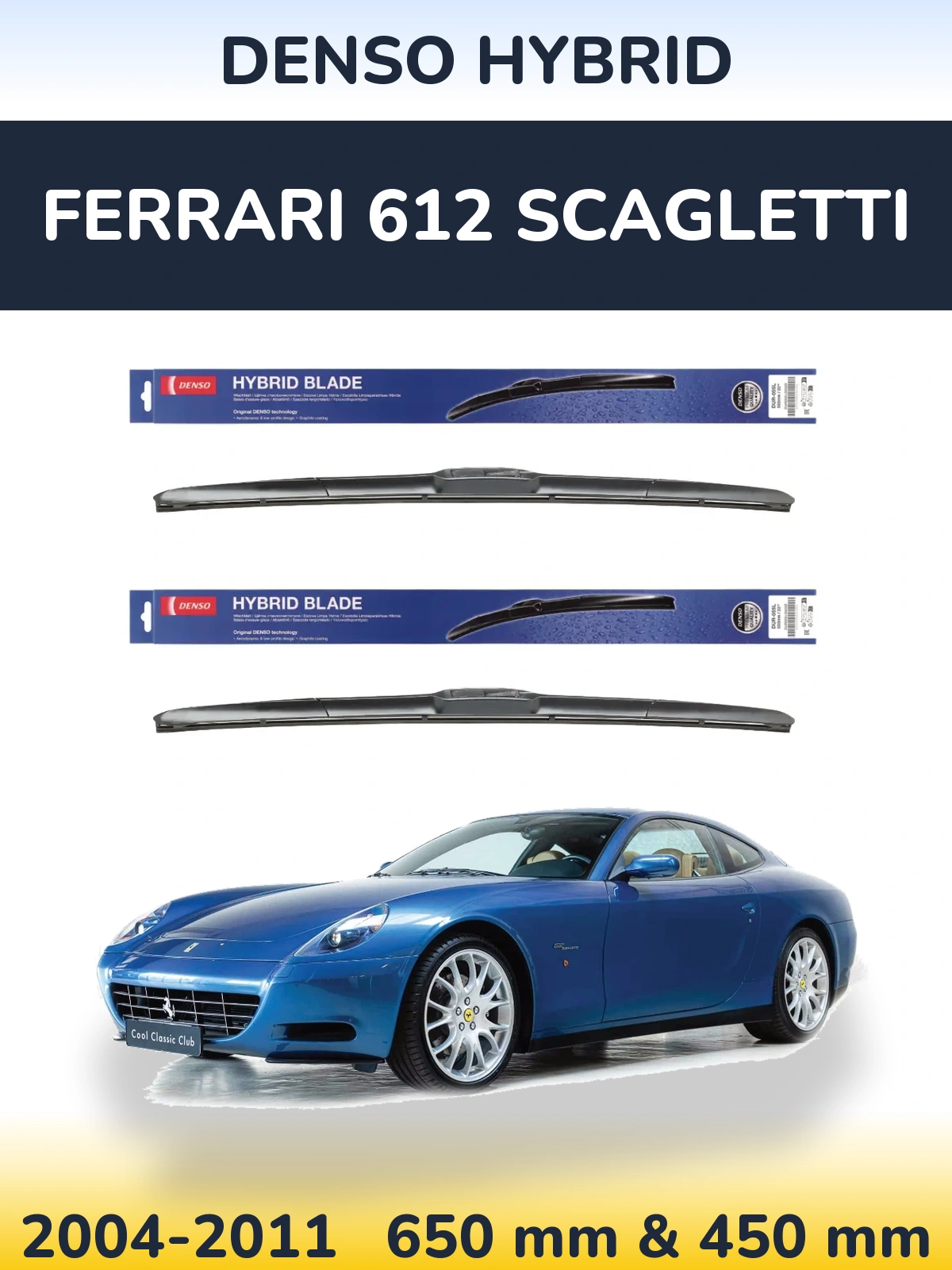 Комплект передних дворников Denso Hybrid 650 & 450 мм для Ferrari 612 Scagletti 2004-2011