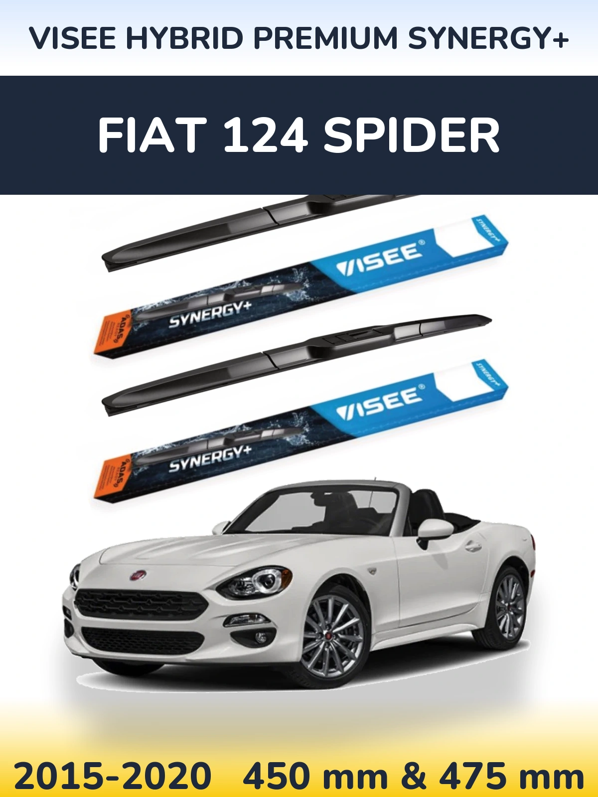 Комплект передніх щіток VISEE HYBRID PREMIUM SYNERGY+ 450 & 475 мм для Fiat 124 Spider 2015-2020