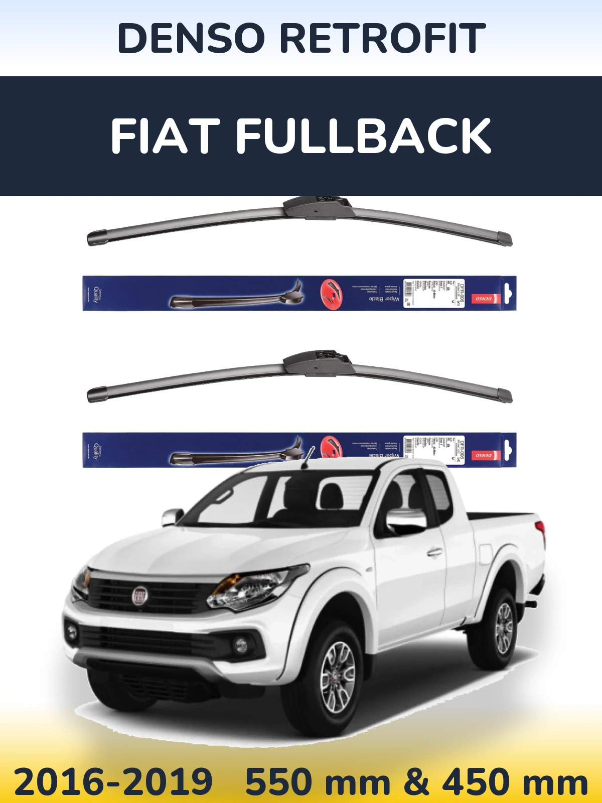 Комплект передних дворников Denso Retrofit 550 & 450 мм для Fiat Fullback 2016-2019