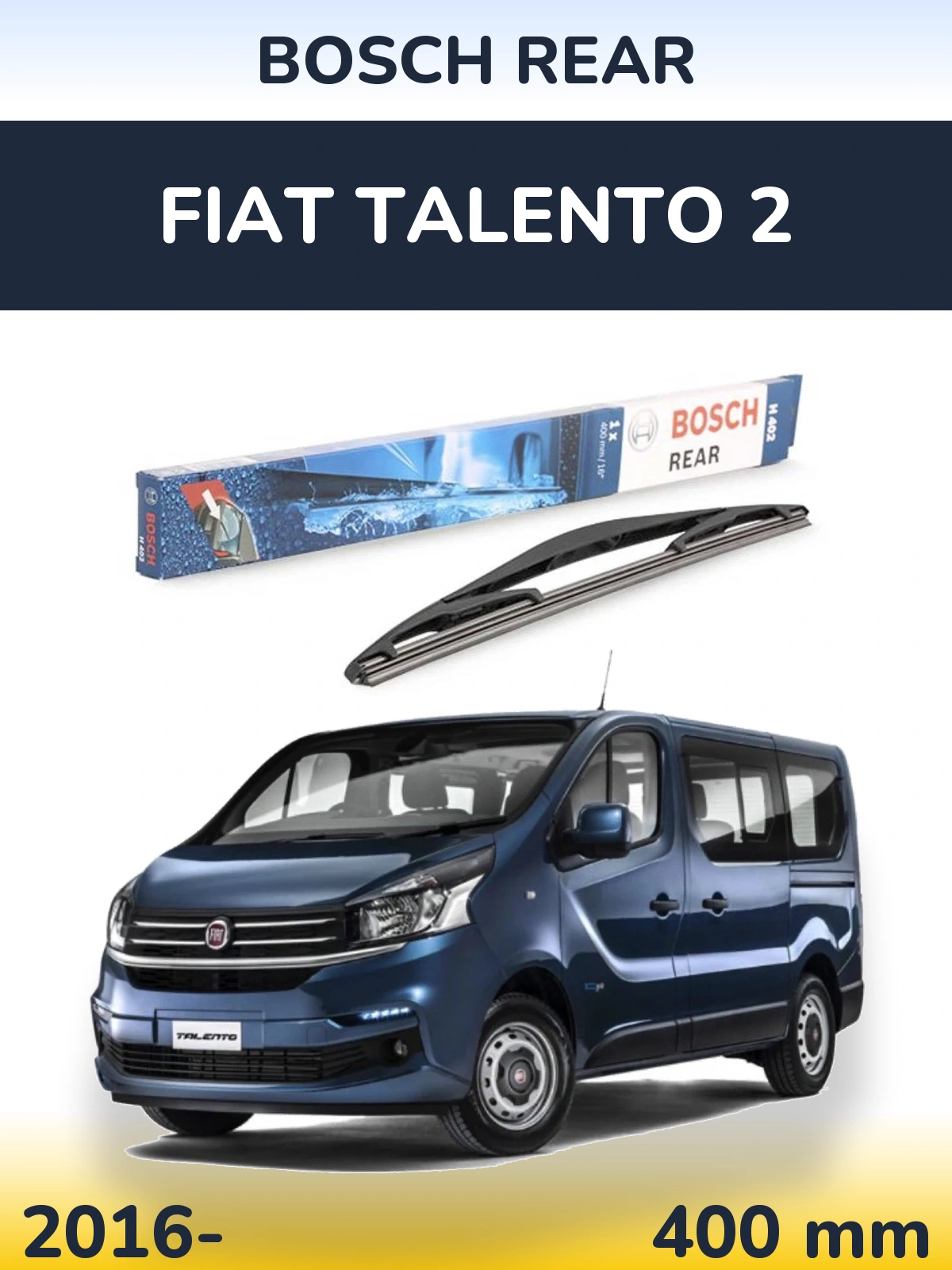 Rear wiper blade BOSCH Rear 400 mm for Fiat Talento 2 2016-2026