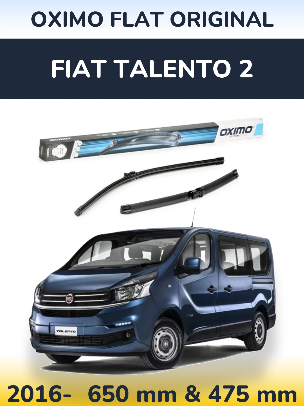 Front wiper blade set Oximo Flat Original 650 & 475 mm for Fiat Talento 2 2016-2026