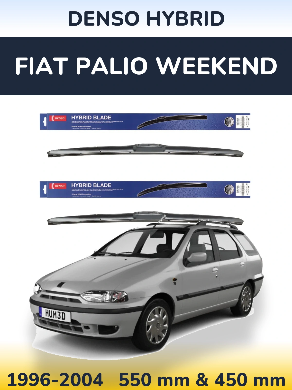 Комплект передніх щіток Denso Hybrid 550 & 450 мм для Fiat Palio Weekend 1996-2004