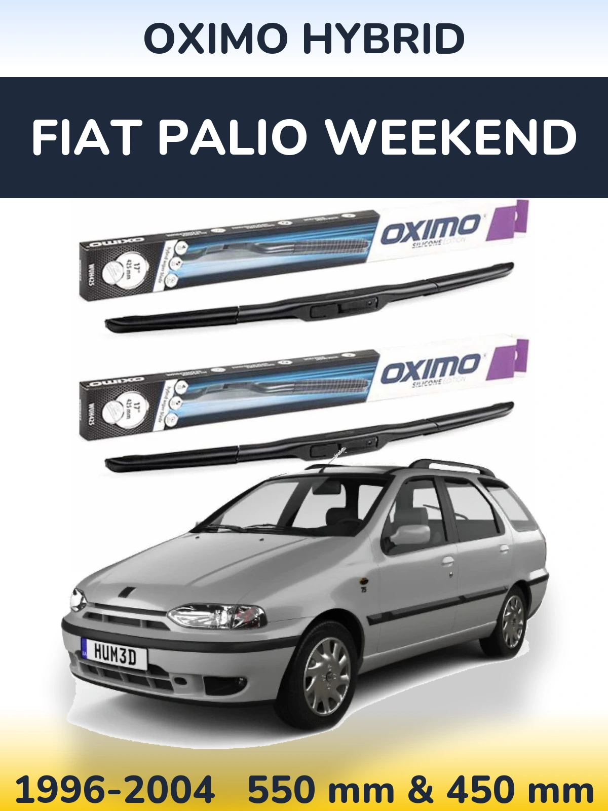Комплект передніх щіток Oximo Hybrid 550 & 450 мм для Fiat Palio Weekend 1996-2004