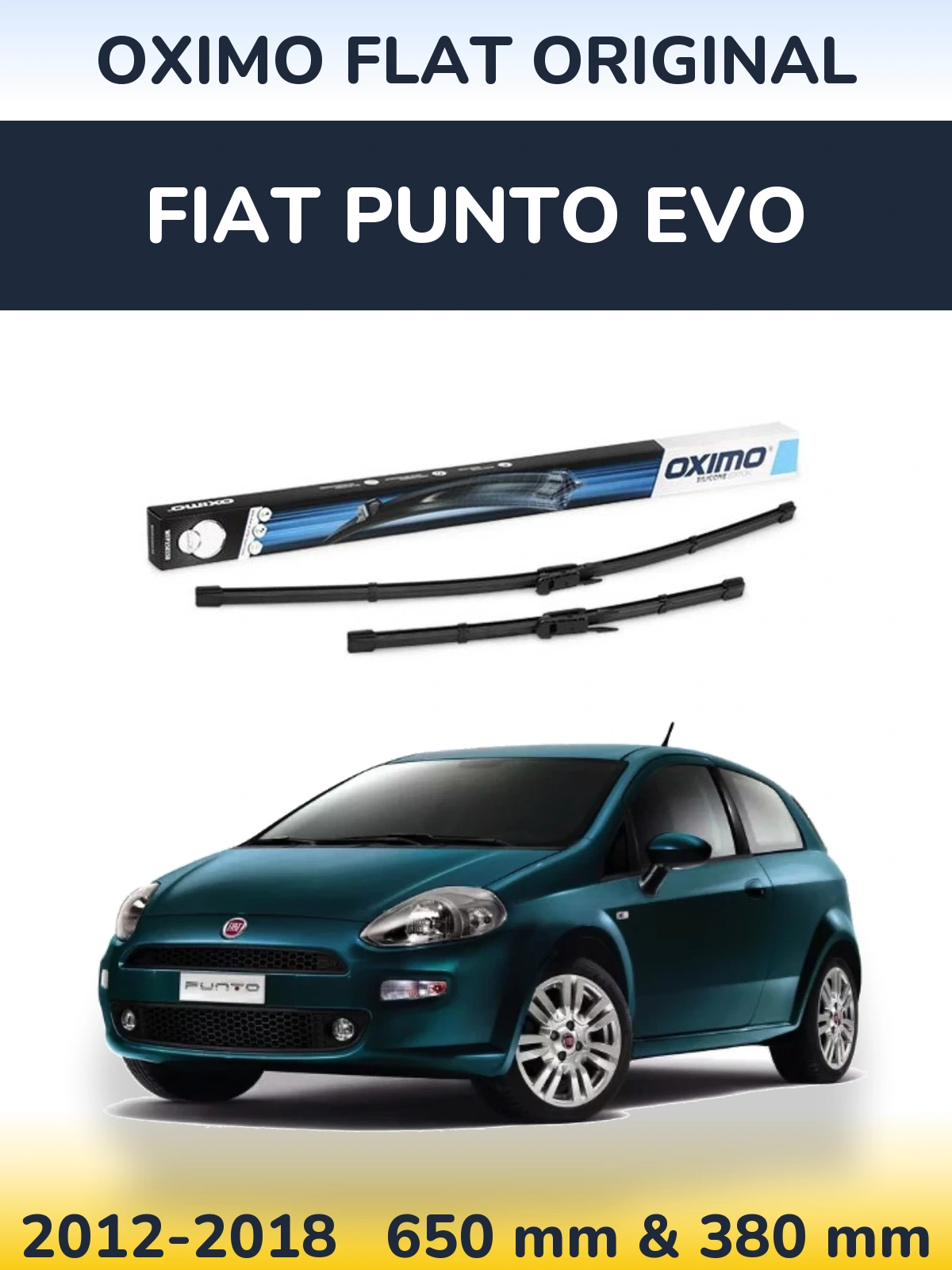 Комплект передних дворников Oximo Flat Original 650 & 380 мм для Fiat Punto Evo 2012-2018